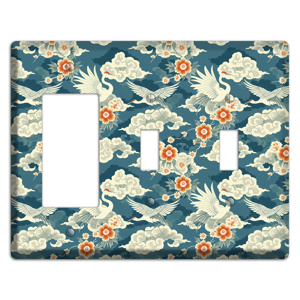 Teal Crane Ascendant Rocker / 2 Toggle Wallplate