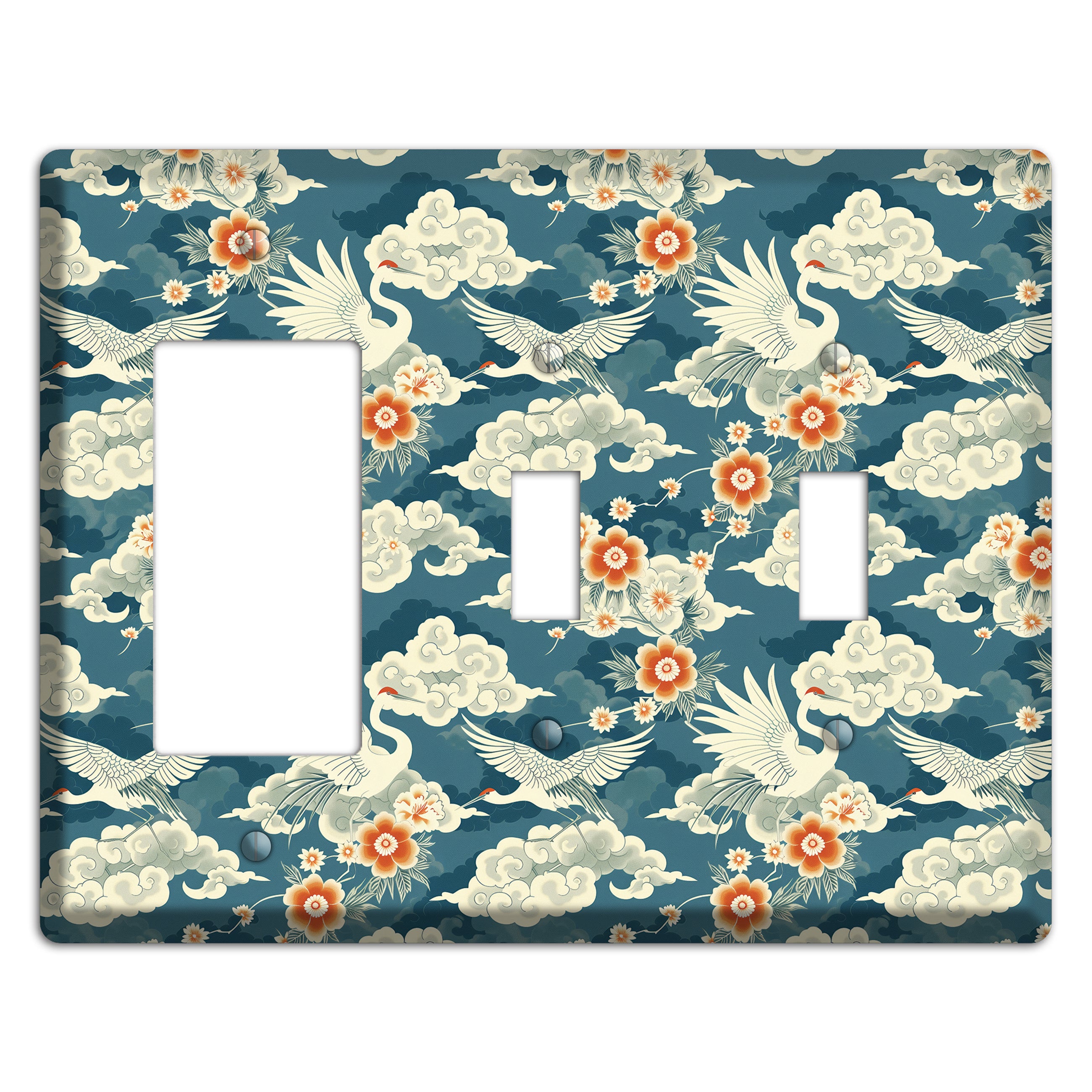 Teal Crane Ascendant Rocker / 2 Toggle Wallplate
