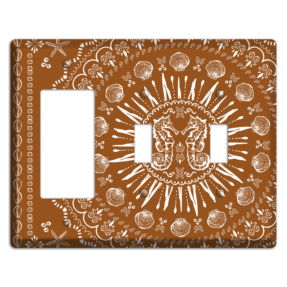 Russet Seahorse Mandala Rocker / 2 Toggle Wallplate