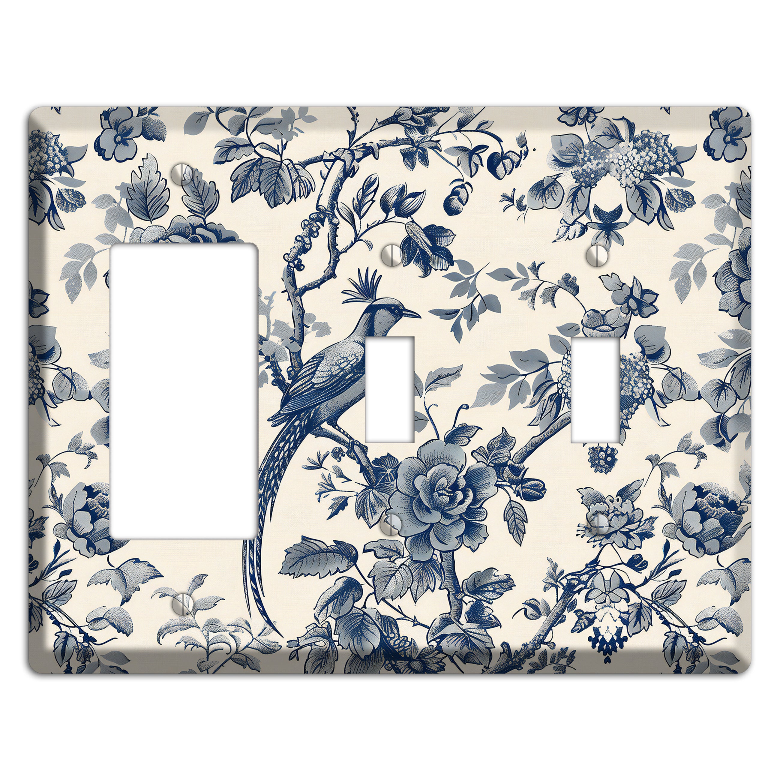 Pheasant & Peony Rocker / 2 Toggle Wallplate
