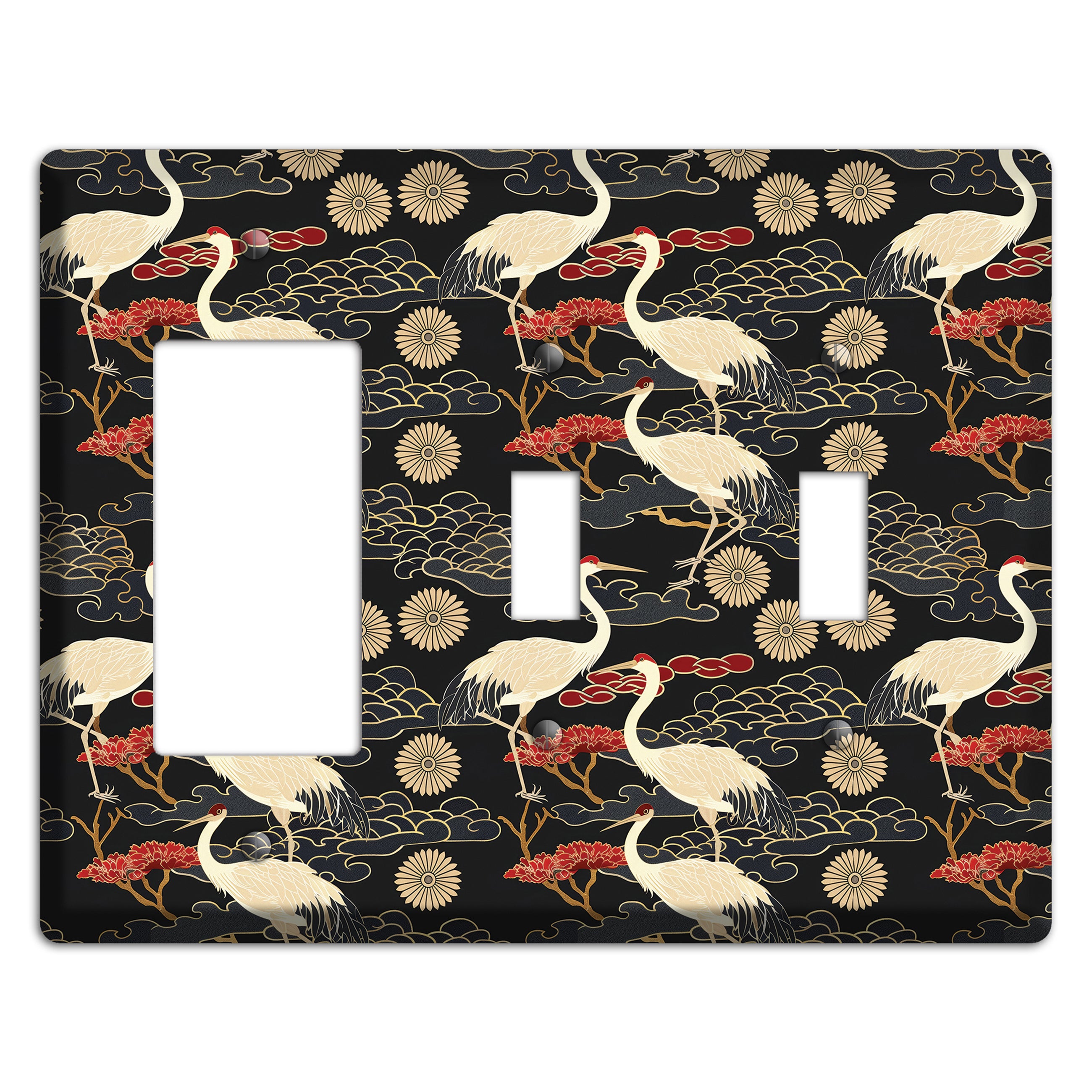 Obsidian Crane Procession Rocker / 2 Toggle Wallplate