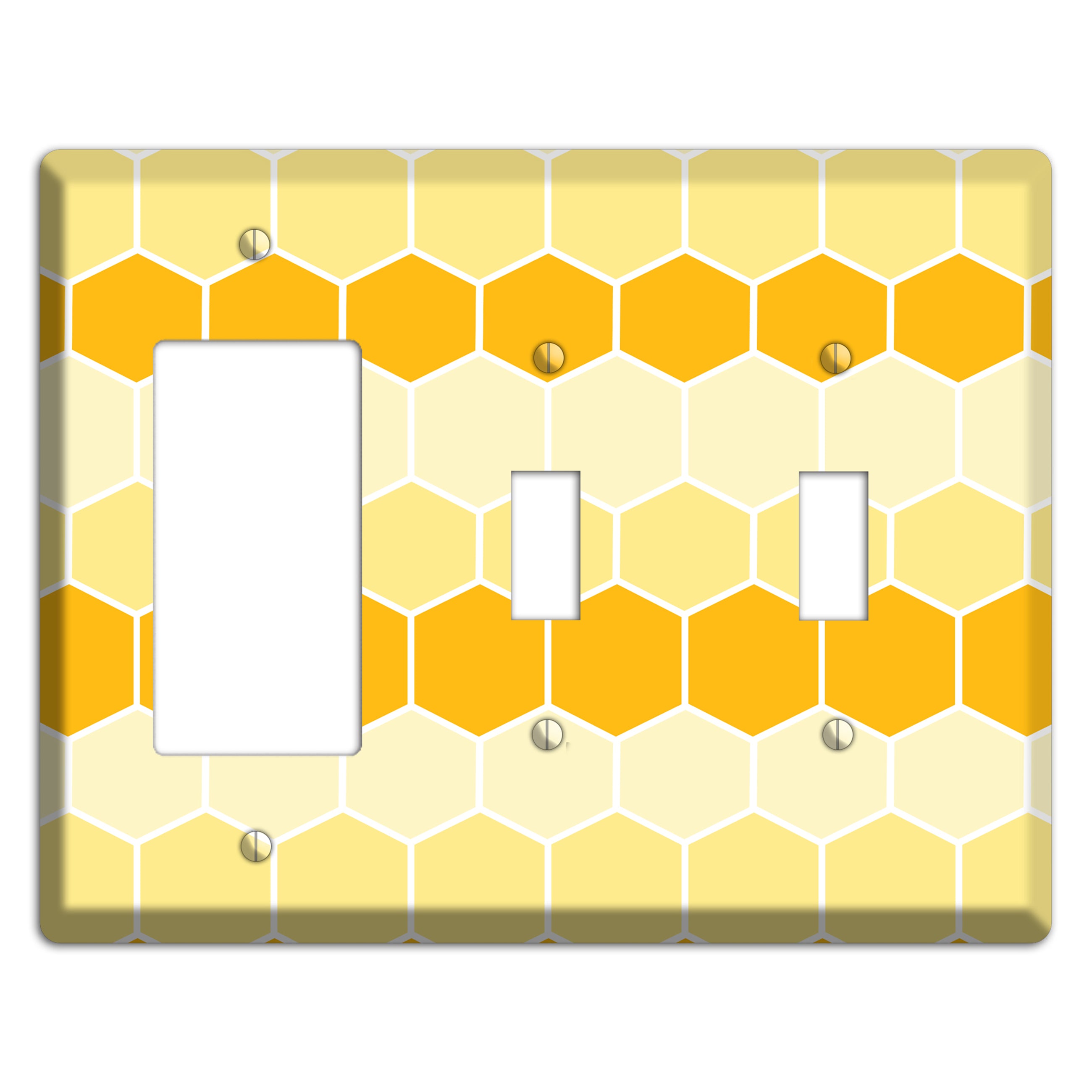 Golden Hollow Grid Rocker / 2 Toggle Wallplate