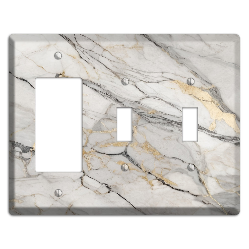 Roman Coffee Marble Rocker / 2 Toggle Wallplate
