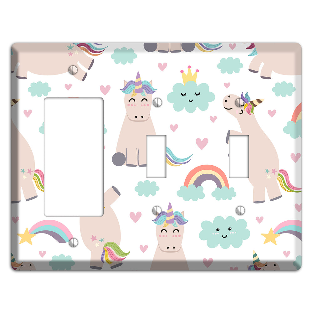 Rainbow Cloud Herd Rocker / 2 Toggle Wallplate