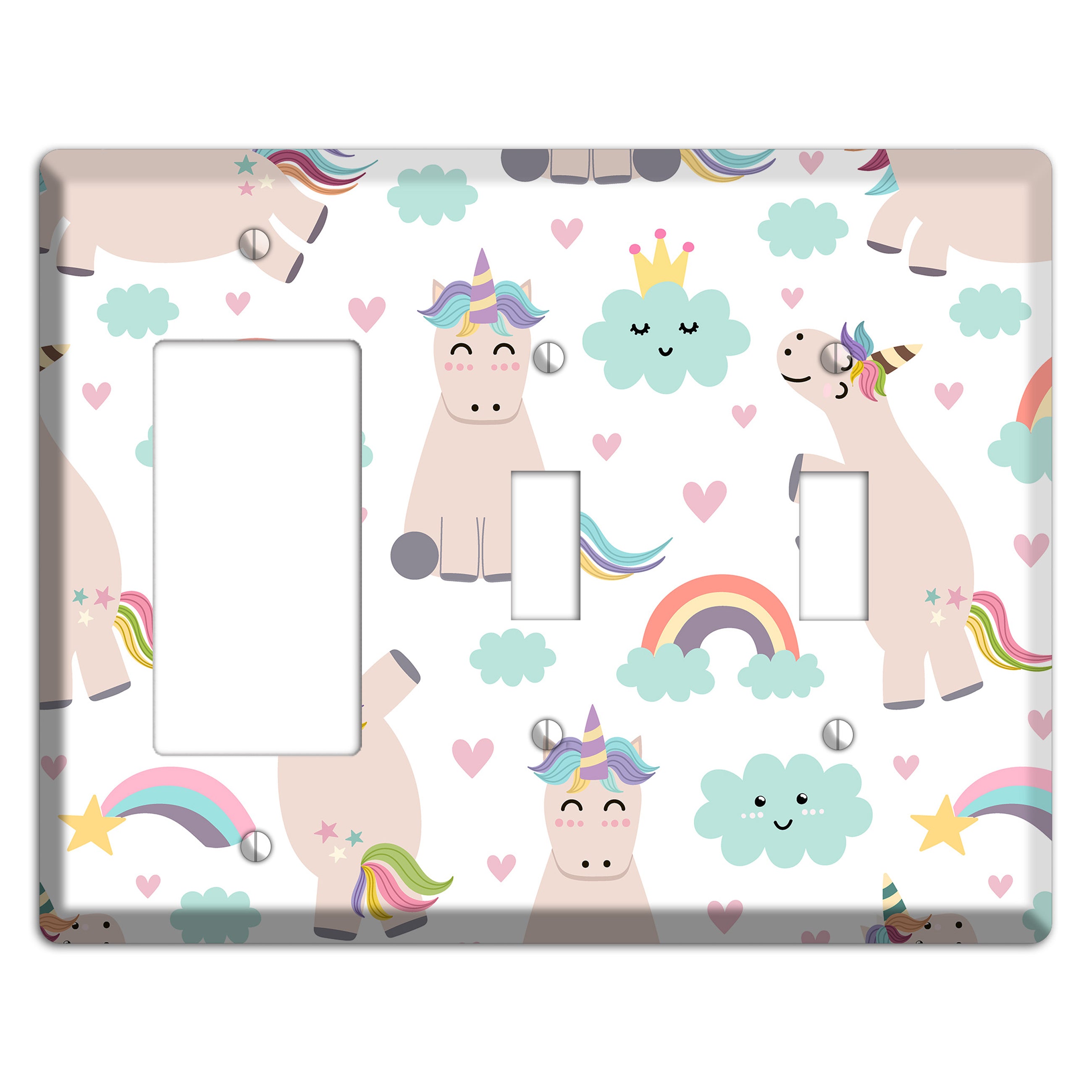Rainbow Cloud Herd Rocker / 2 Toggle Wallplate