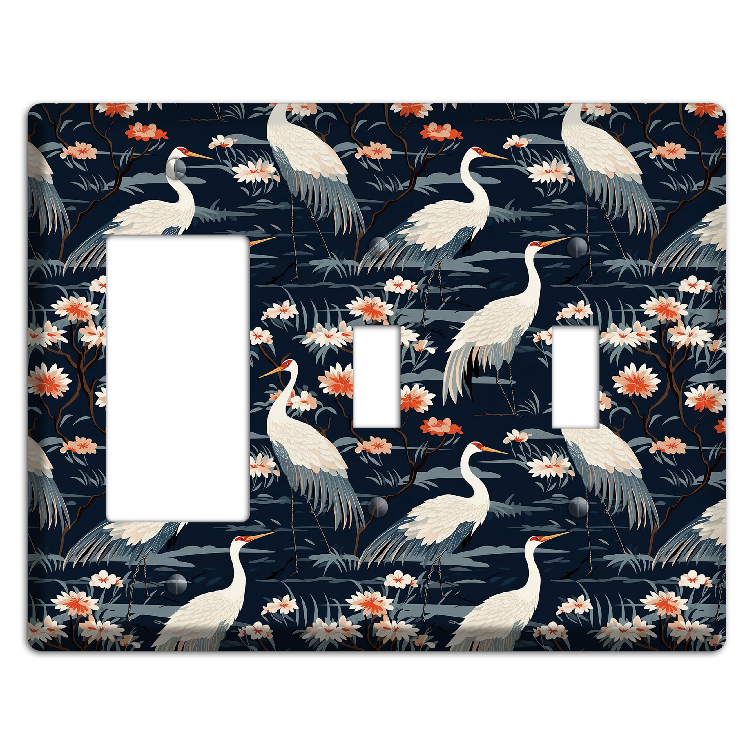 Navy Heron Nocturne Rocker / 2 Toggle Wallplate