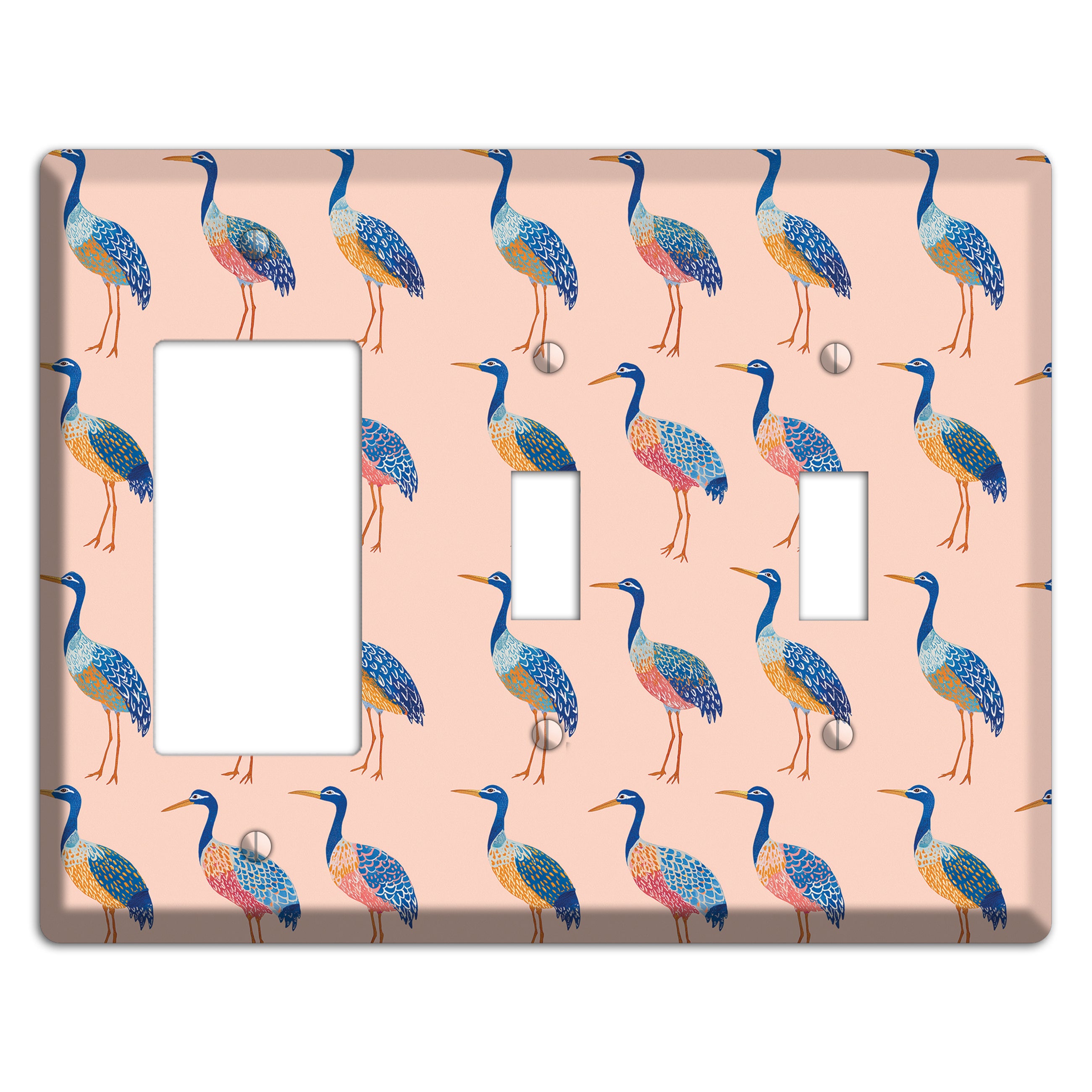 Blush Heron Parade Rocker / 2 Toggle Wallplate