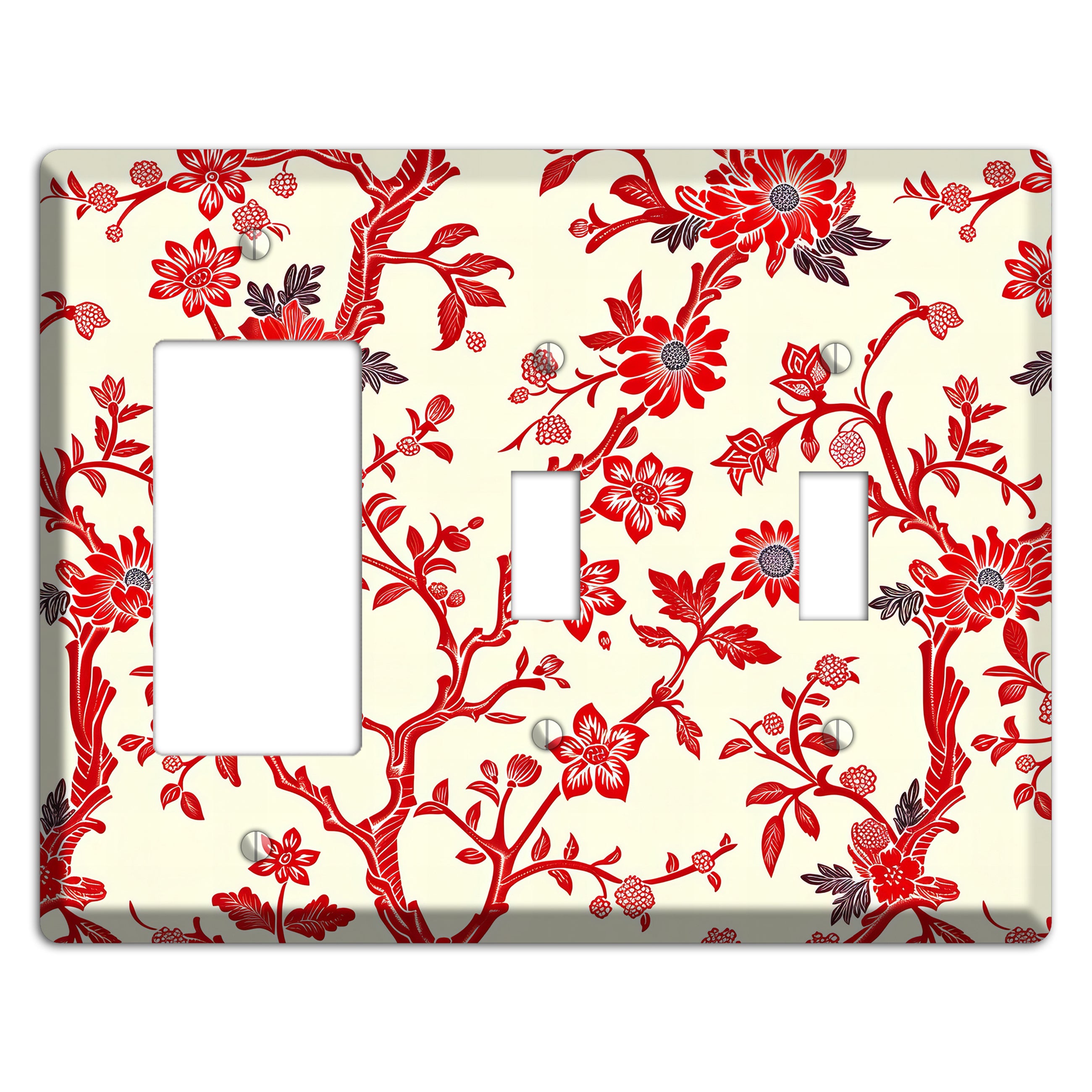 Crimson Branch & Bloom Rocker / 2 Toggle Wallplate
