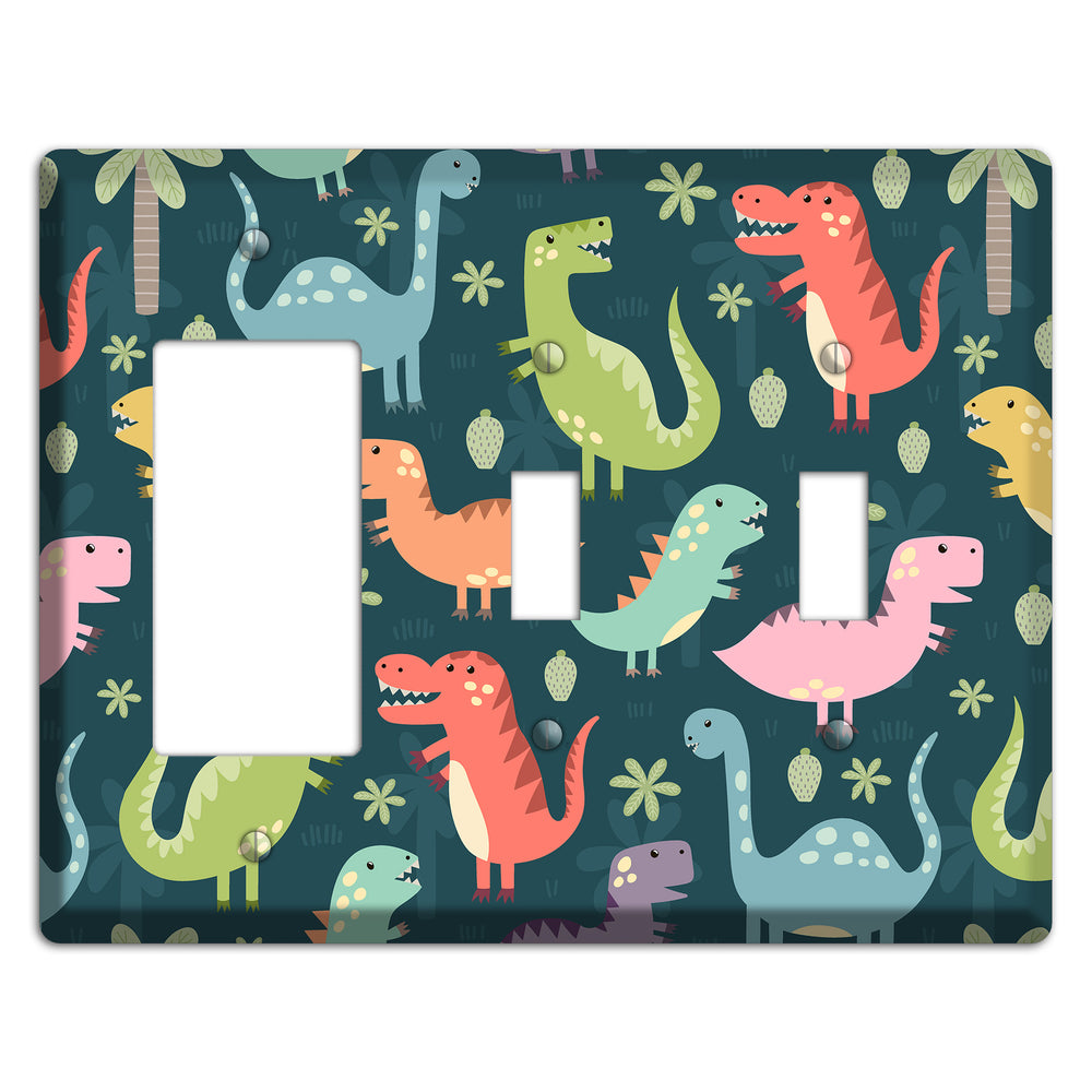 Jurassic Pals (Dark) Rocker / 2 Toggle Wallplate