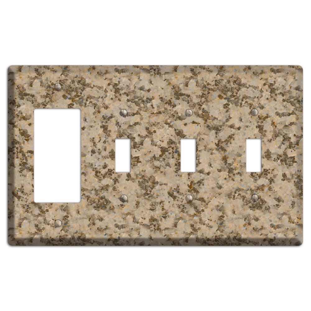 Giallo Santa Cecilia Granite Rocker / 3 Toggle Wallplate