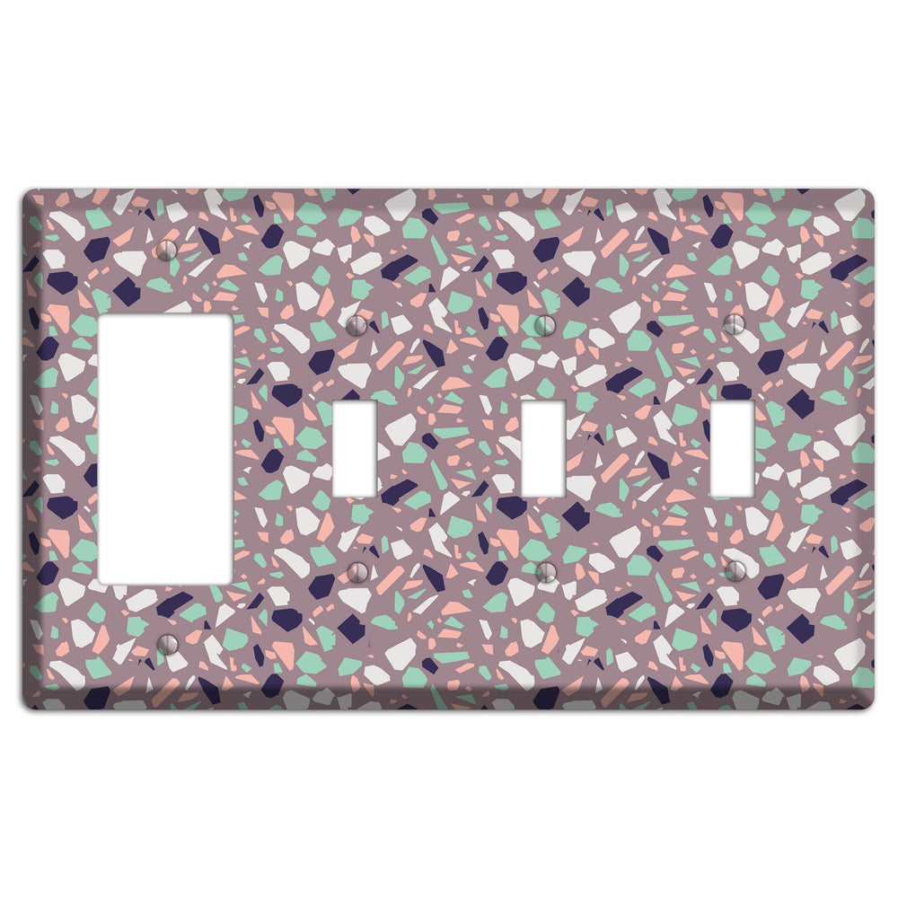 Lavender Shard Rocker / 3 Toggle Wallplate
