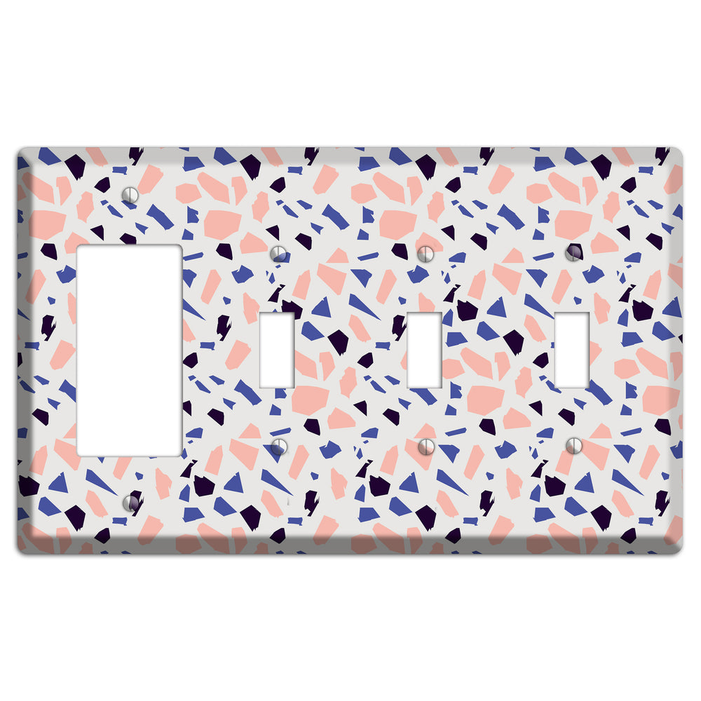 Coral Indigo Burst Rocker / 3 Toggle Wallplate