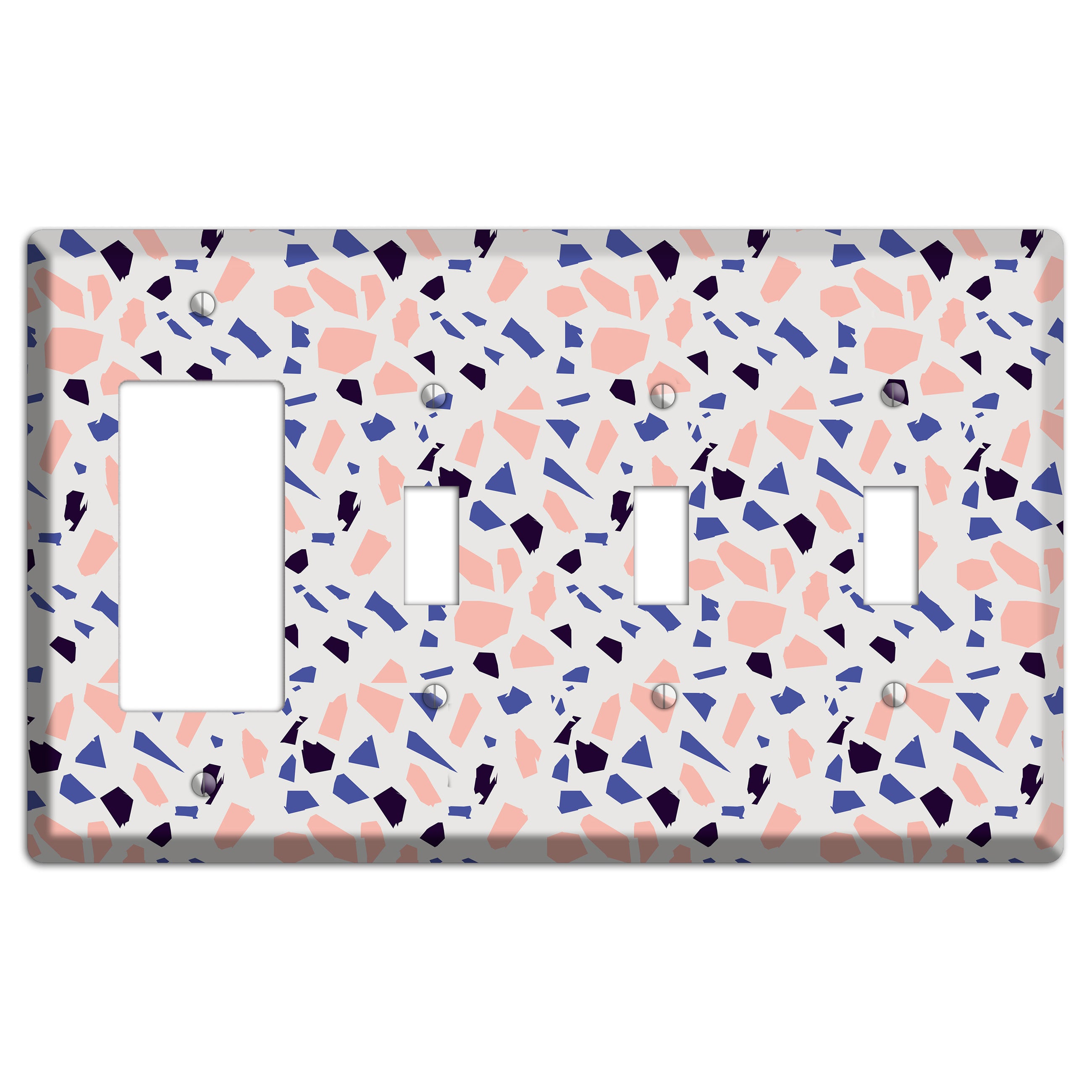 Coral Indigo Burst Rocker / 3 Toggle Wallplate
