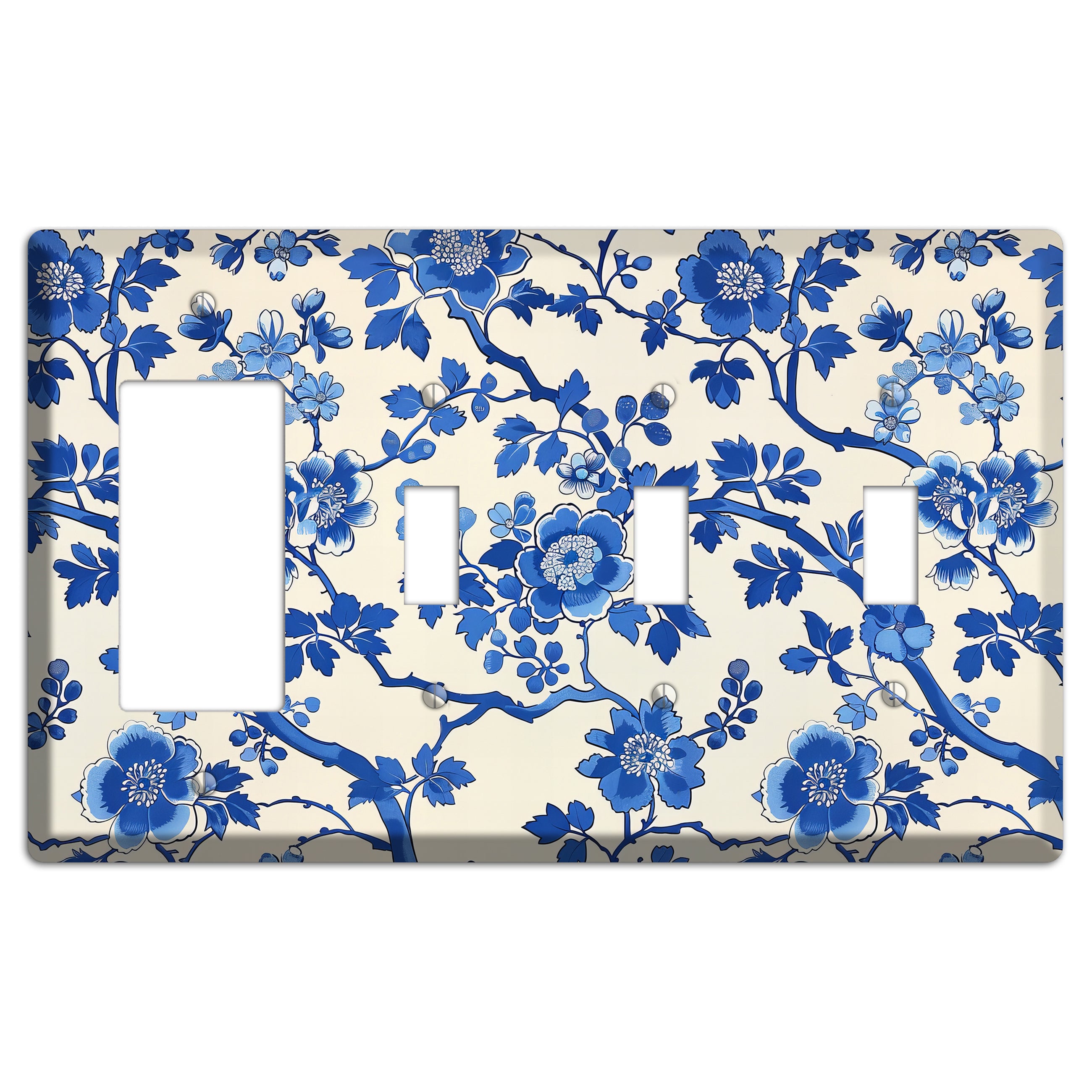 Porcelain Garden Bloom Rocker / 3 Toggle Wallplate