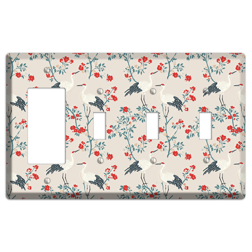 Ivory Blossom Vigil Rocker / 3 Toggle Wallplate