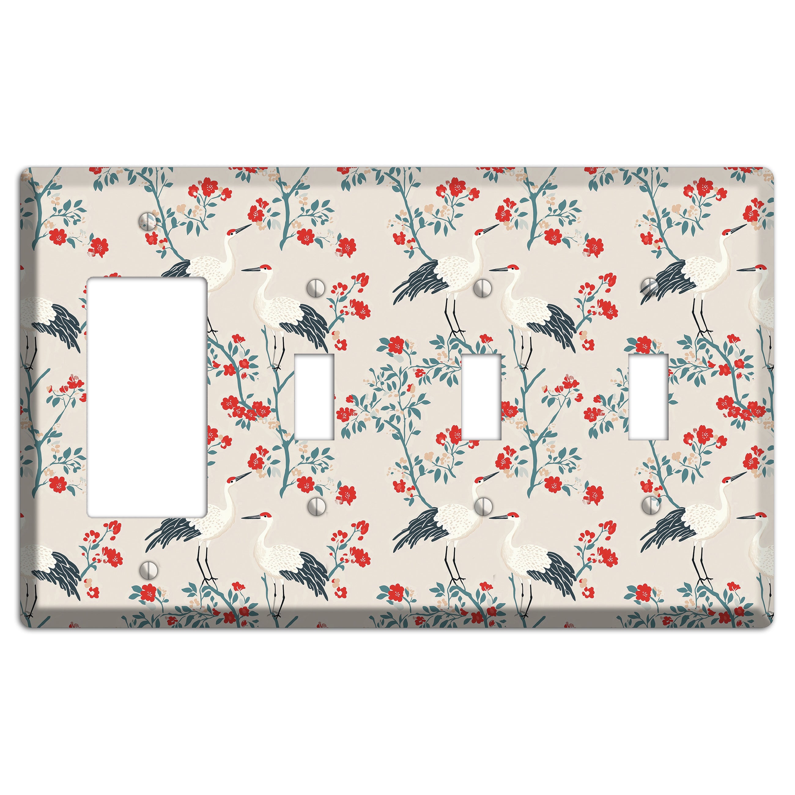 Ivory Blossom Vigil Rocker / 3 Toggle Wallplate