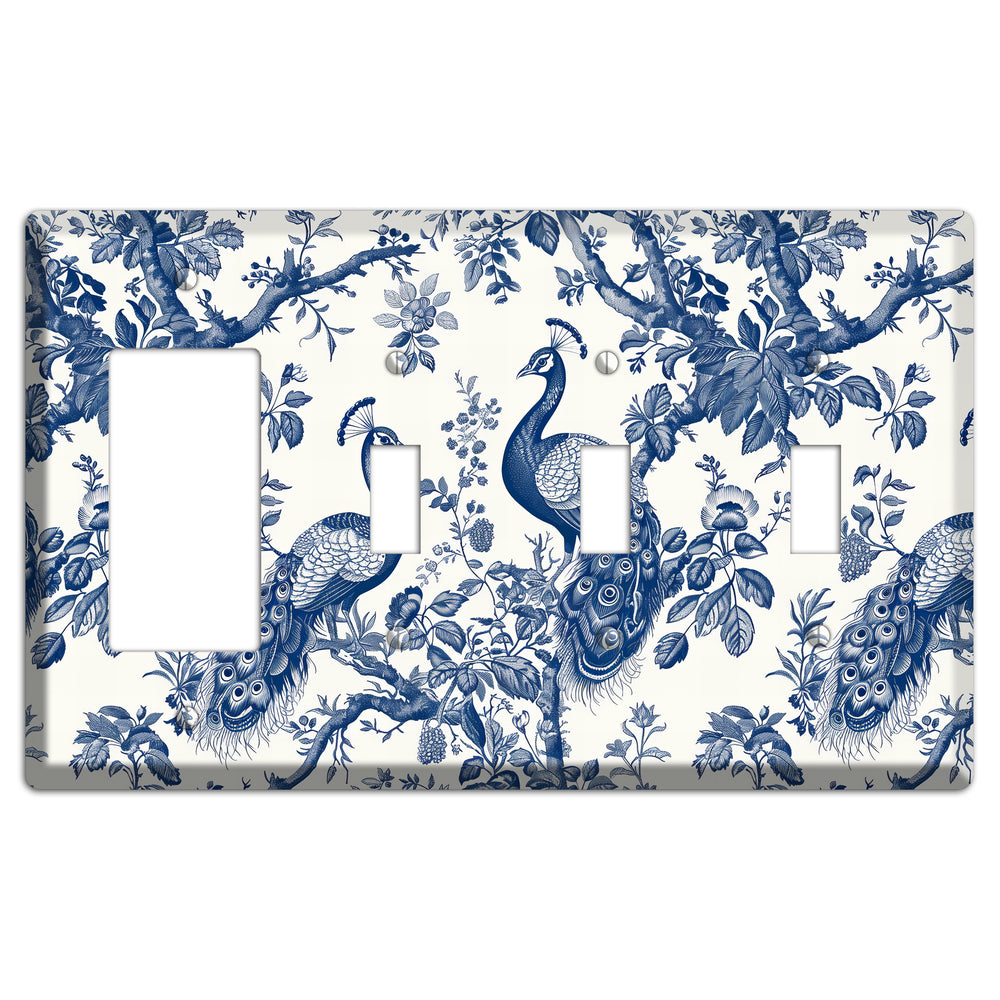 Peacock & Branch Rocker / 3 Toggle Wallplate