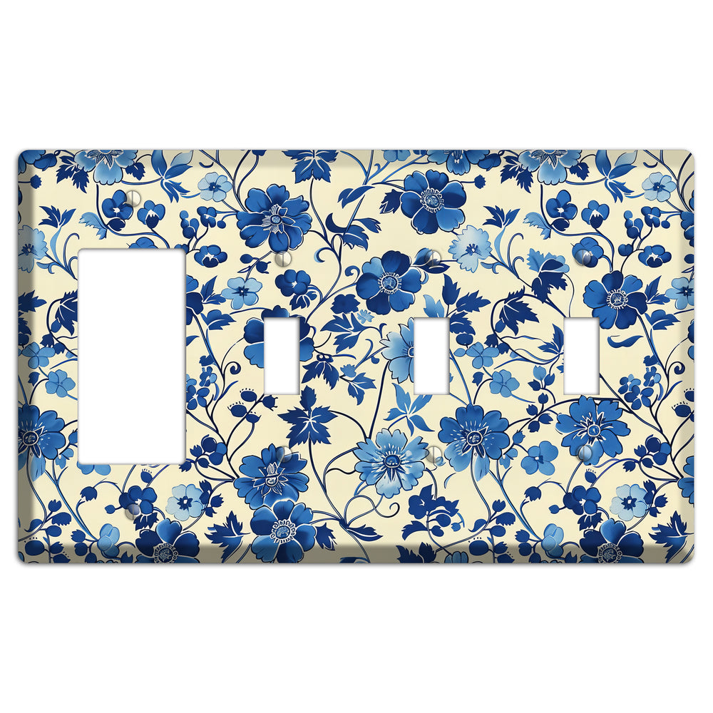 Porcelain Garden Riot Rocker / 3 Toggle Wallplate