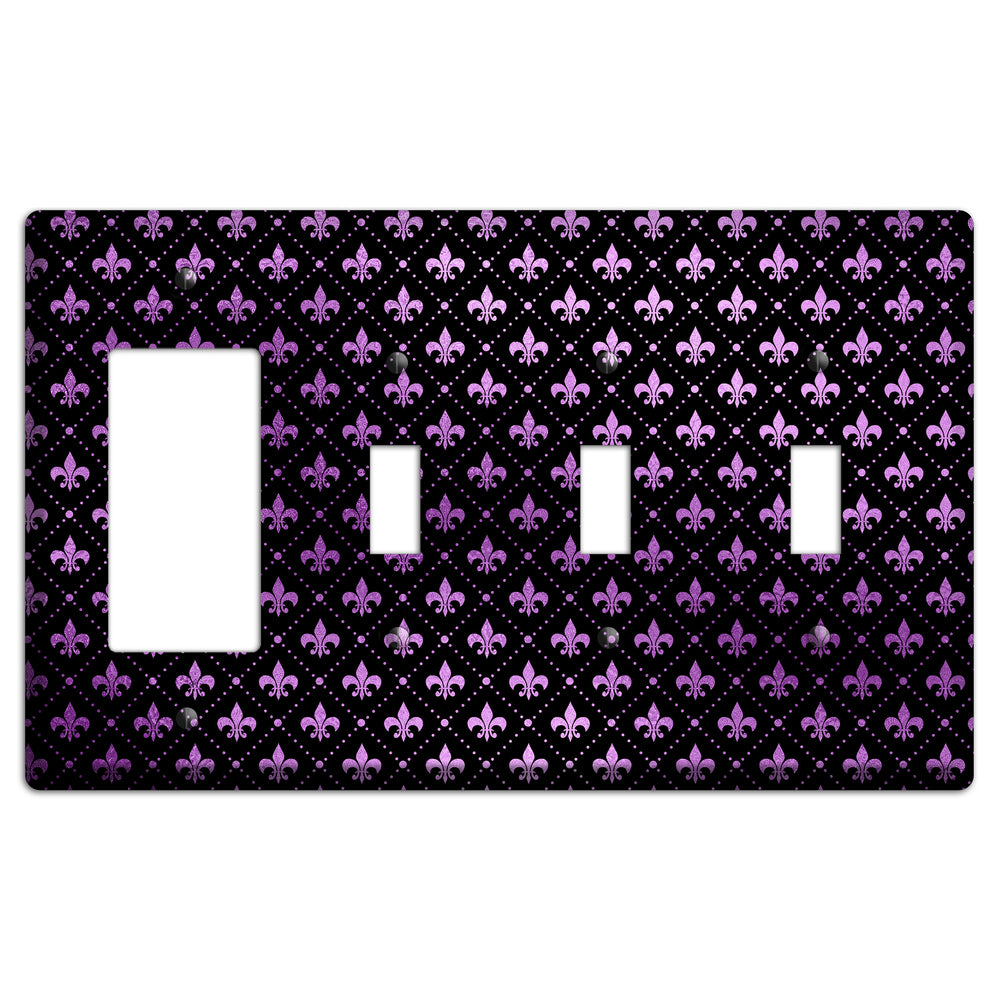 Royal Lilac Grid Rocker / 3 Toggle Wallplate