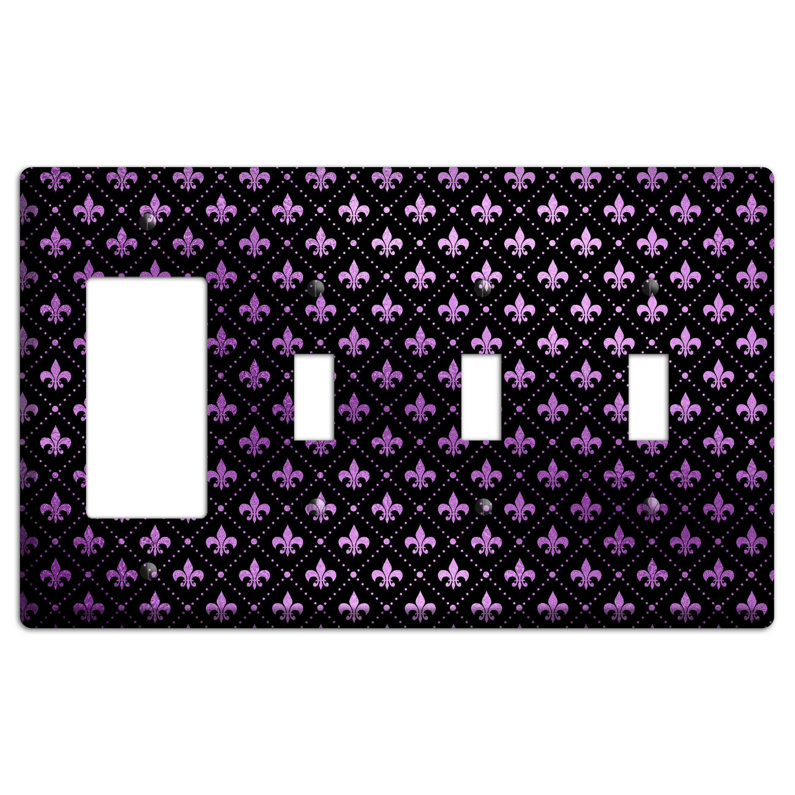 Royal Lilac Grid Rocker / 3 Toggle Wallplate