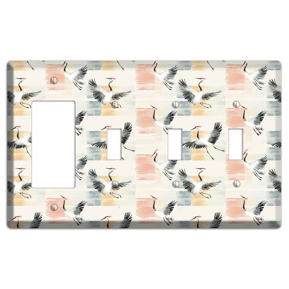 Blush Patchwork Flight Rocker / 3 Toggle Wallplate