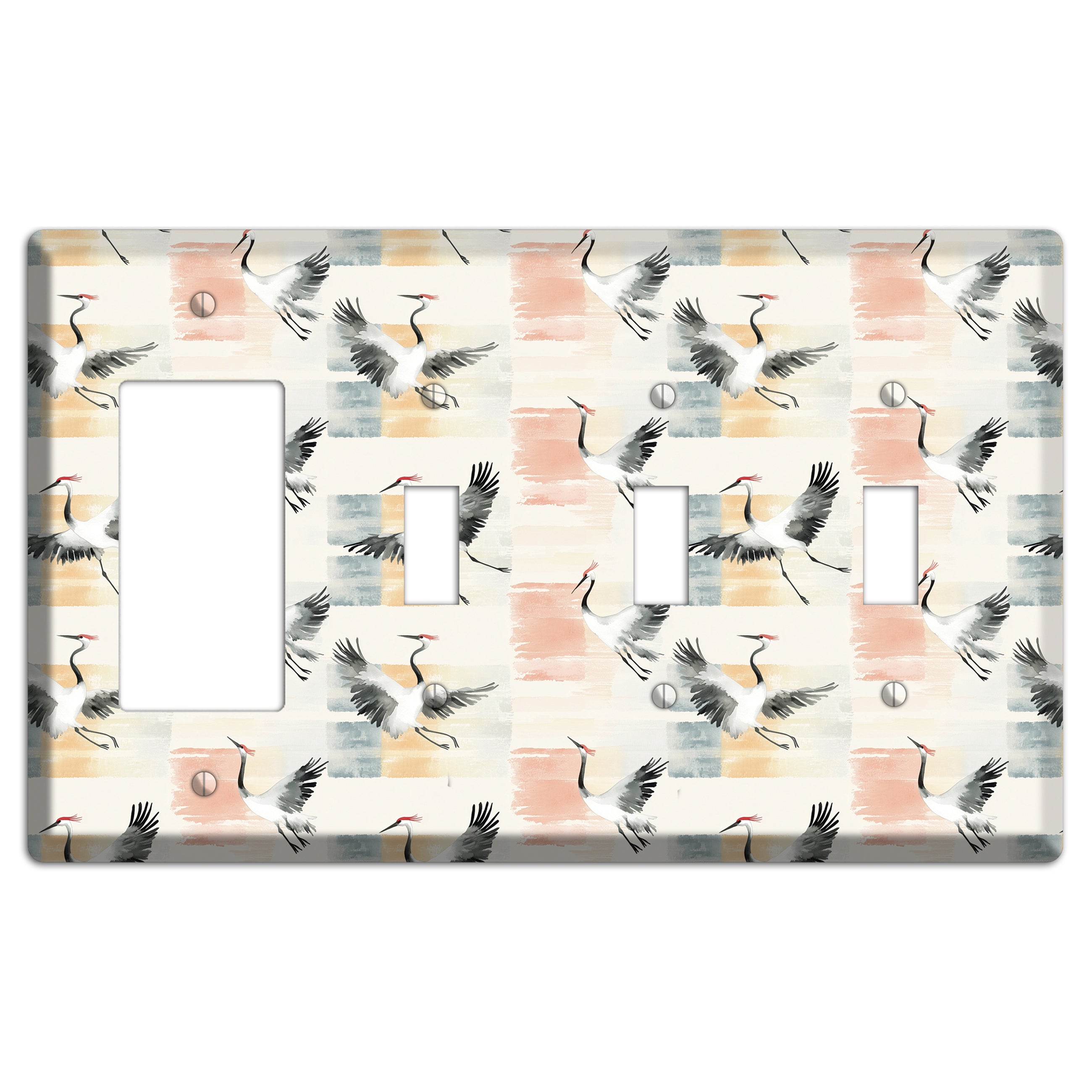 Blush Patchwork Flight Rocker / 3 Toggle Wallplate