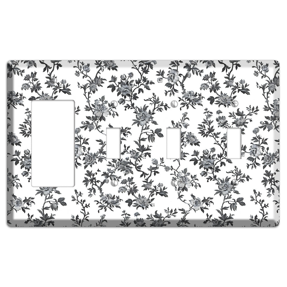 Ink & Ivory Trellis Rocker / 3 Toggle Wallplate