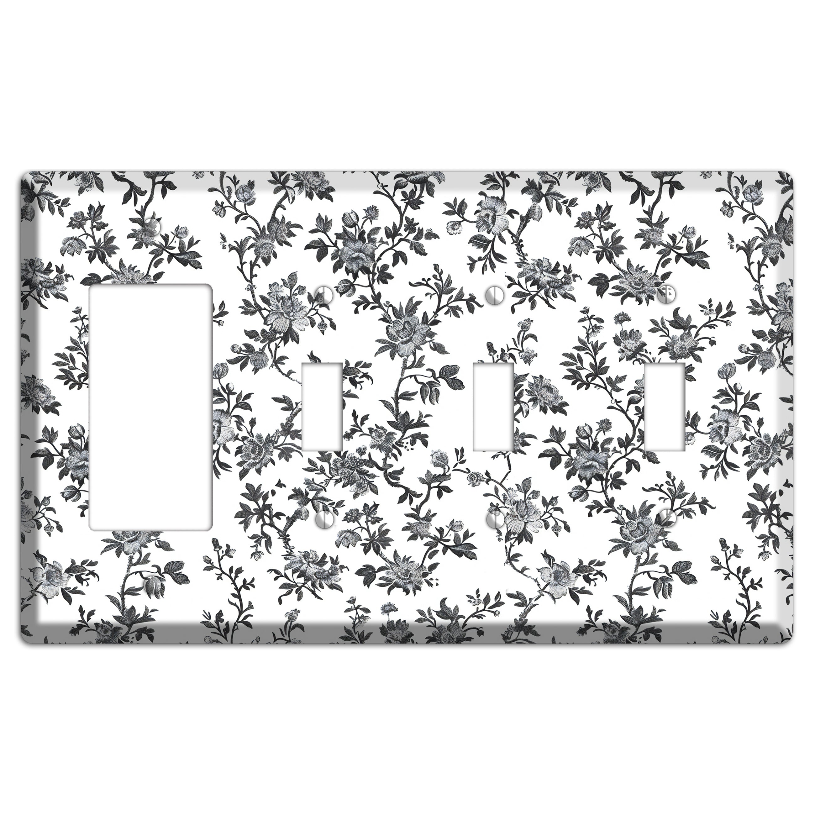 Ink & Ivory Trellis Rocker / 3 Toggle Wallplate