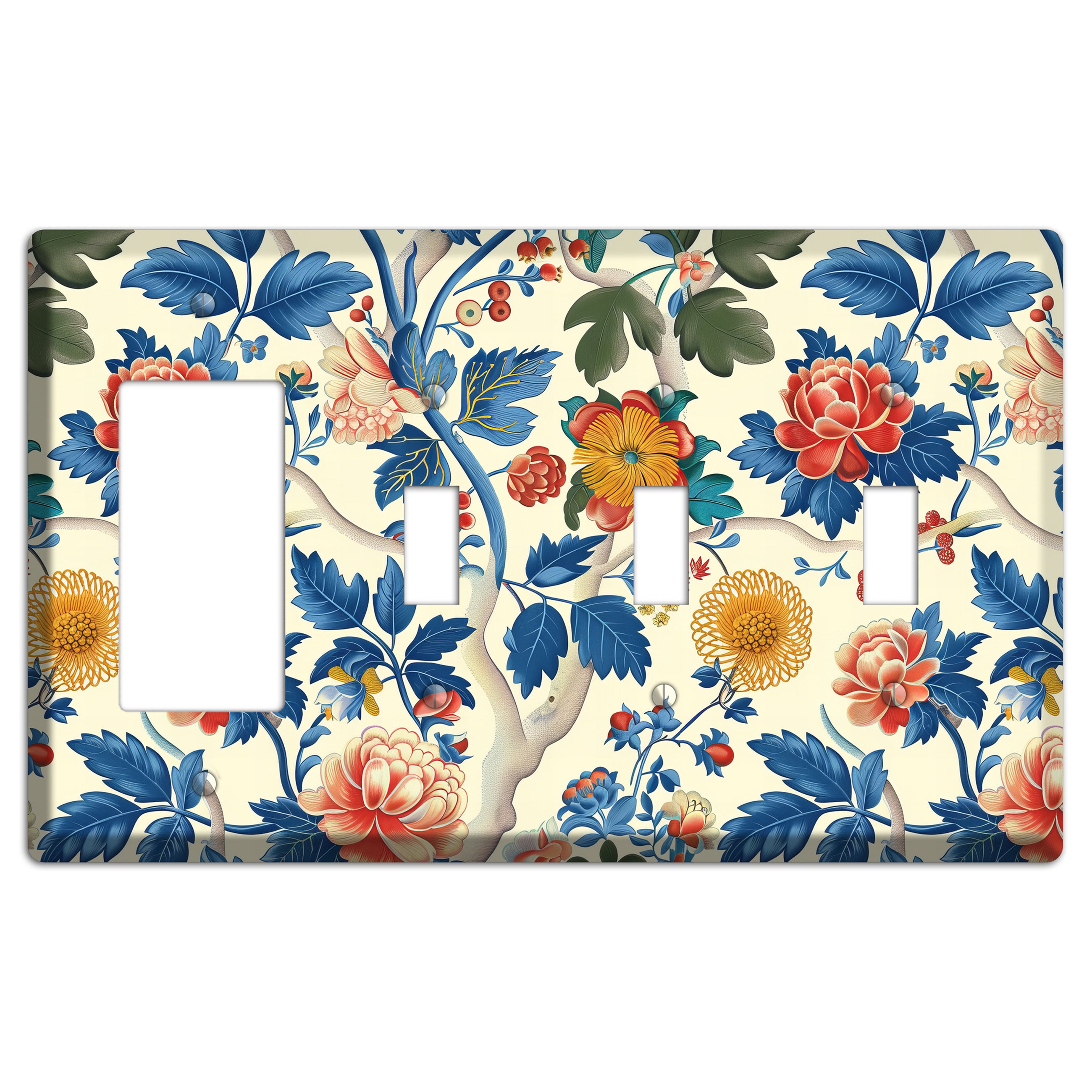 Porcelain Garden Riot Rocker / 3 Toggle Wallplate