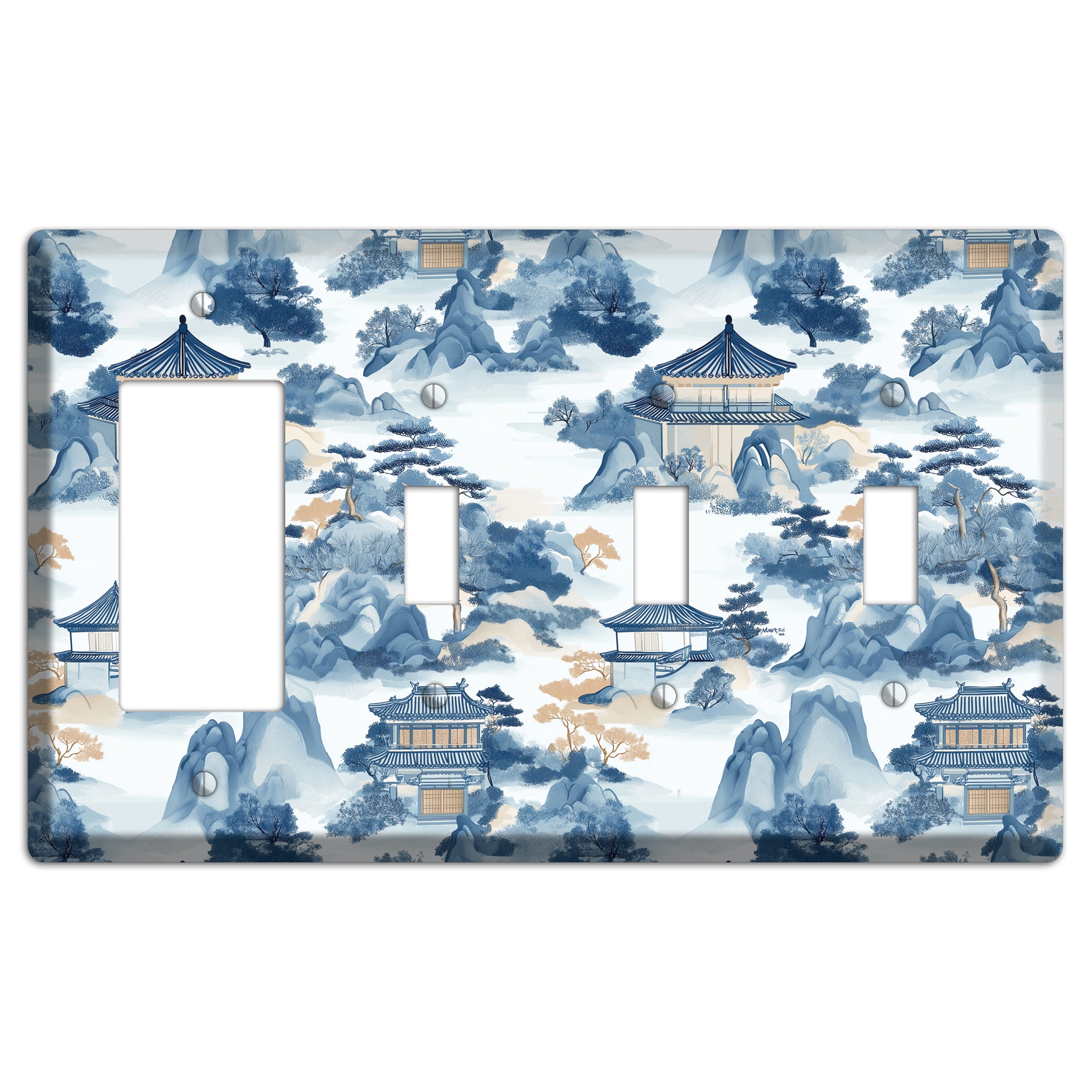Jade Mountain Retreat Rocker / 3 Toggle Wallplate