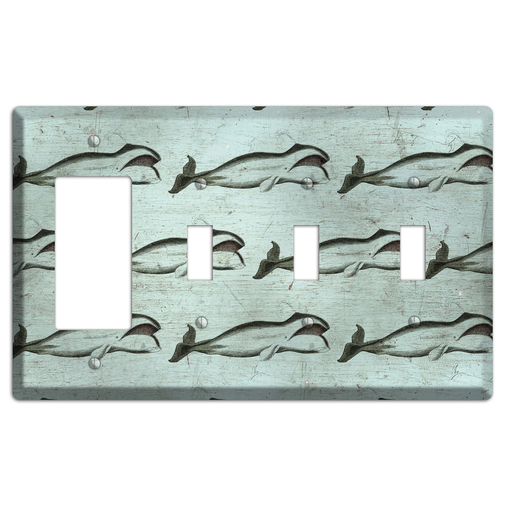 Whale Watch Rocker / 3 Toggle Wallplate