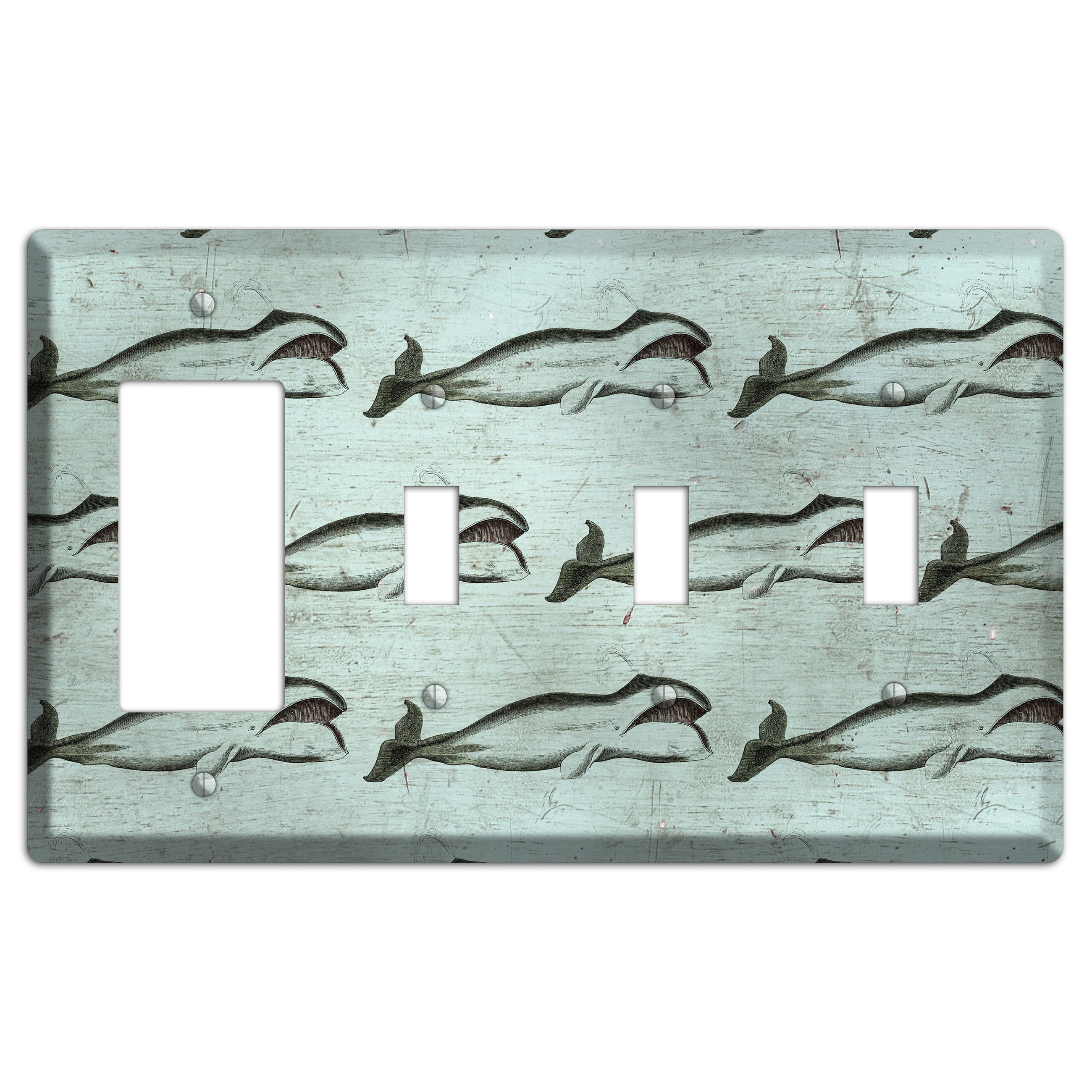 Whale Watch Rocker / 3 Toggle Wallplate