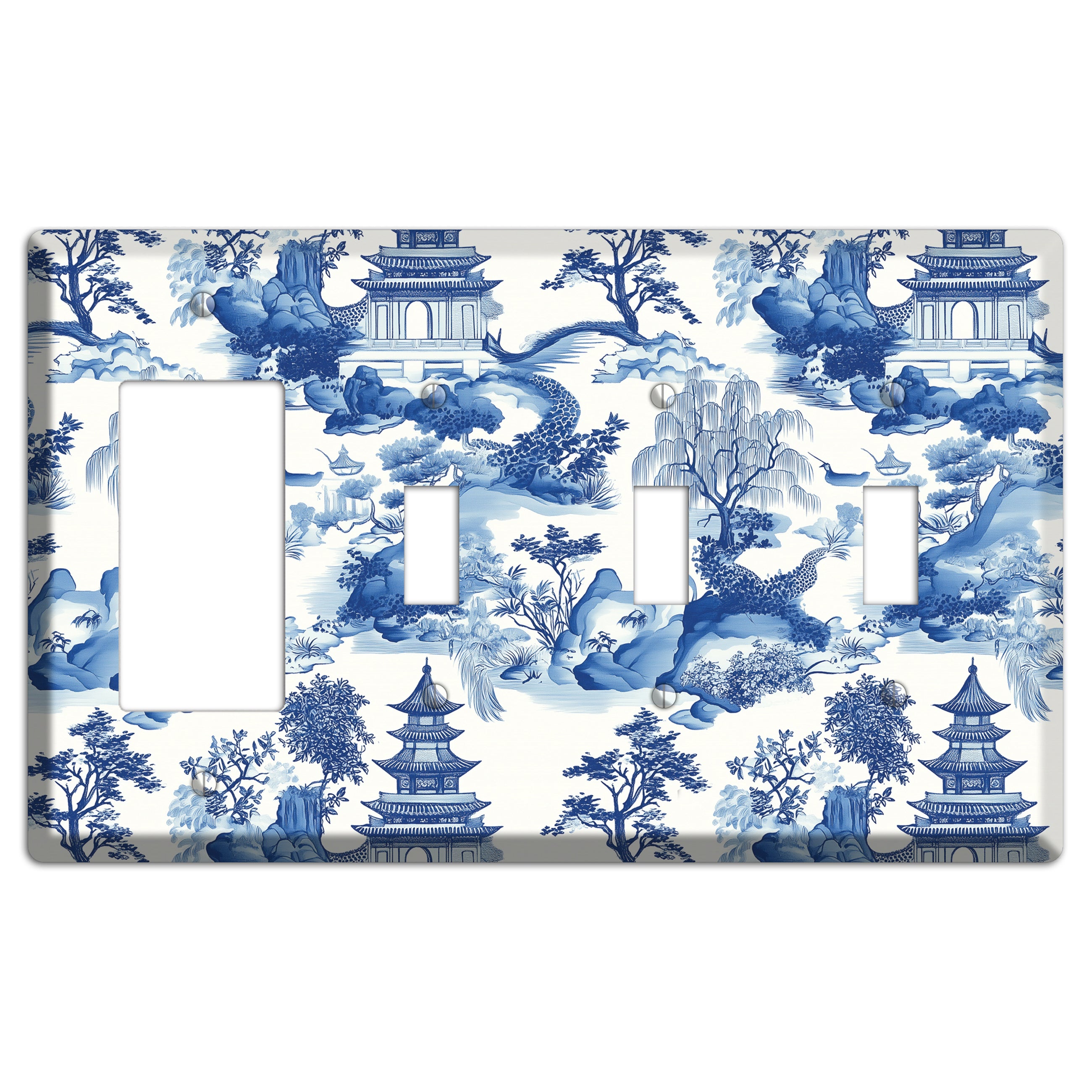 Willow & Pagoda Rocker / 3 Toggle Wallplate