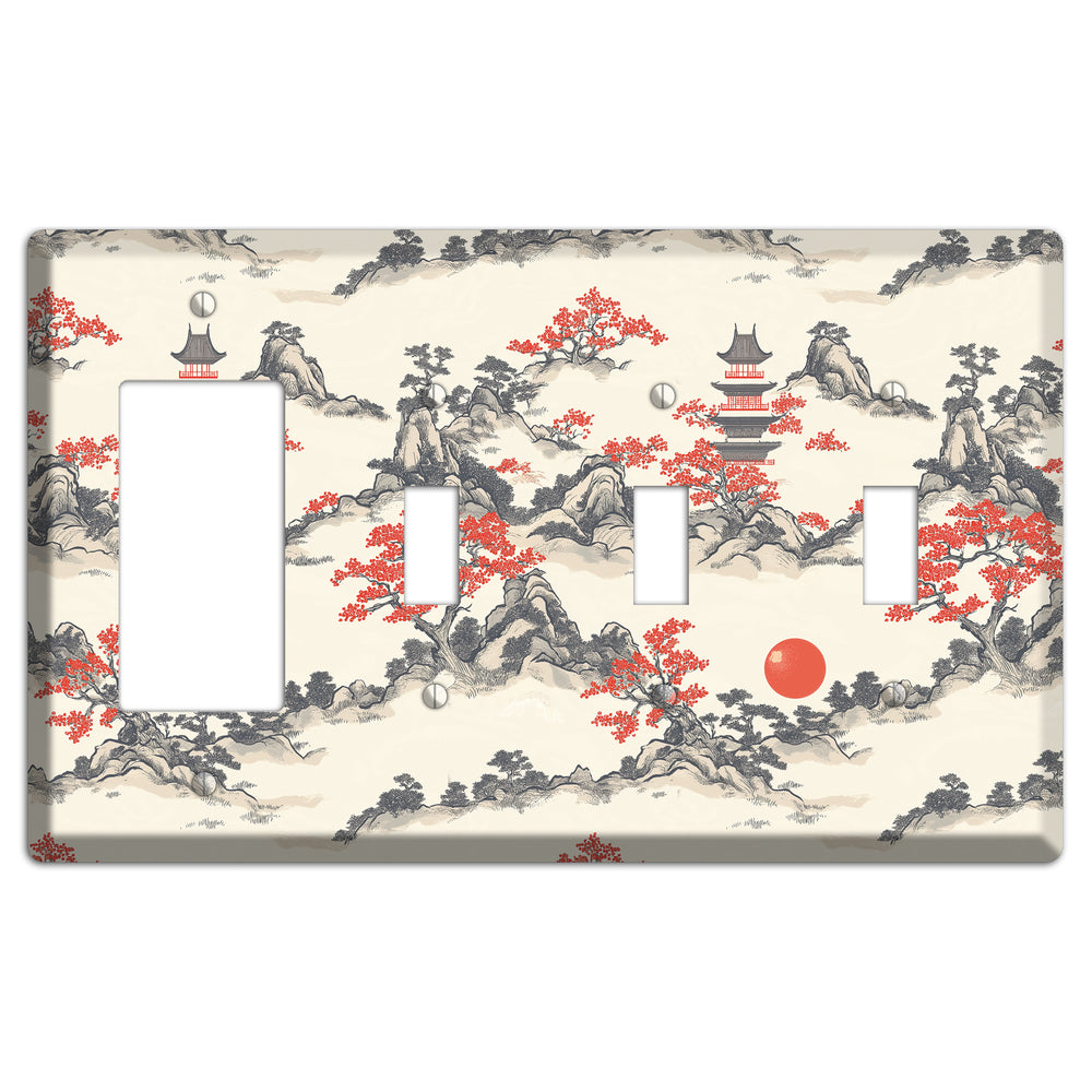 Ember & Stone Peaks Rocker / 3 Toggle Wallplate