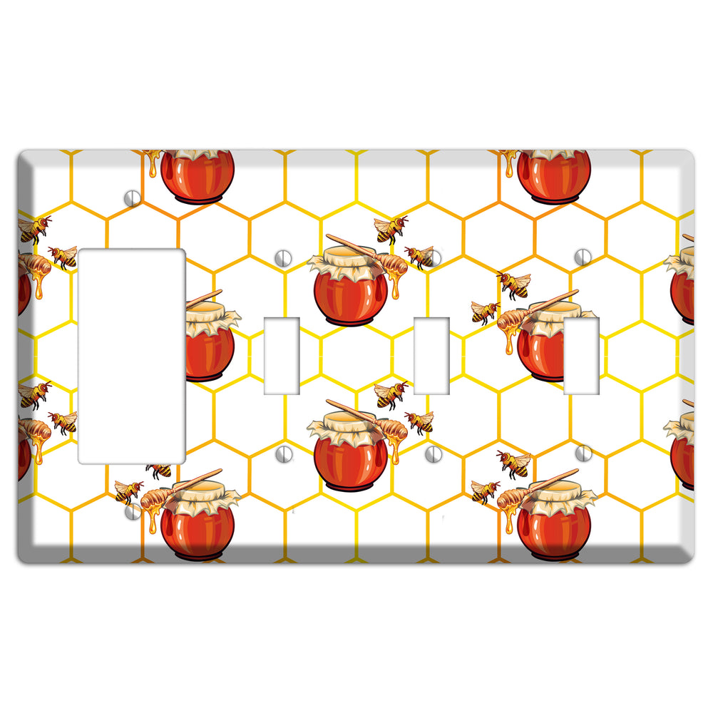 Honeypot & Hive Rocker / 3 Toggle Wallplate
