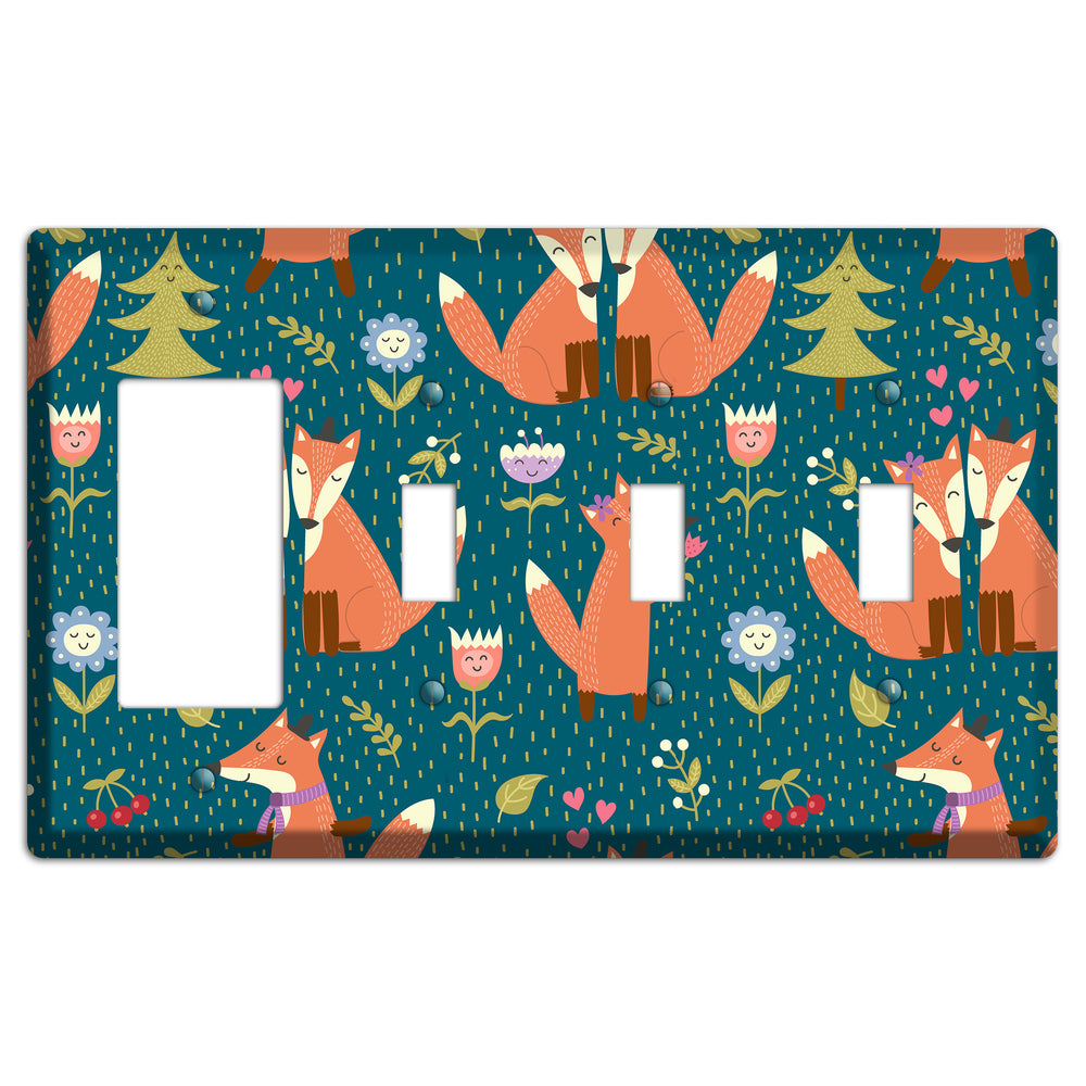 Fox Garden Love Rocker / 3 Toggle Wallplate