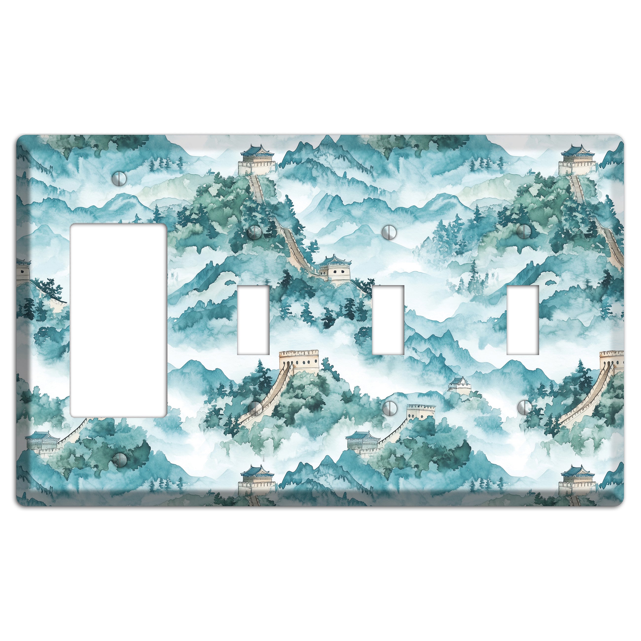 Watchtower in Mist Rocker / 3 Toggle Wallplate