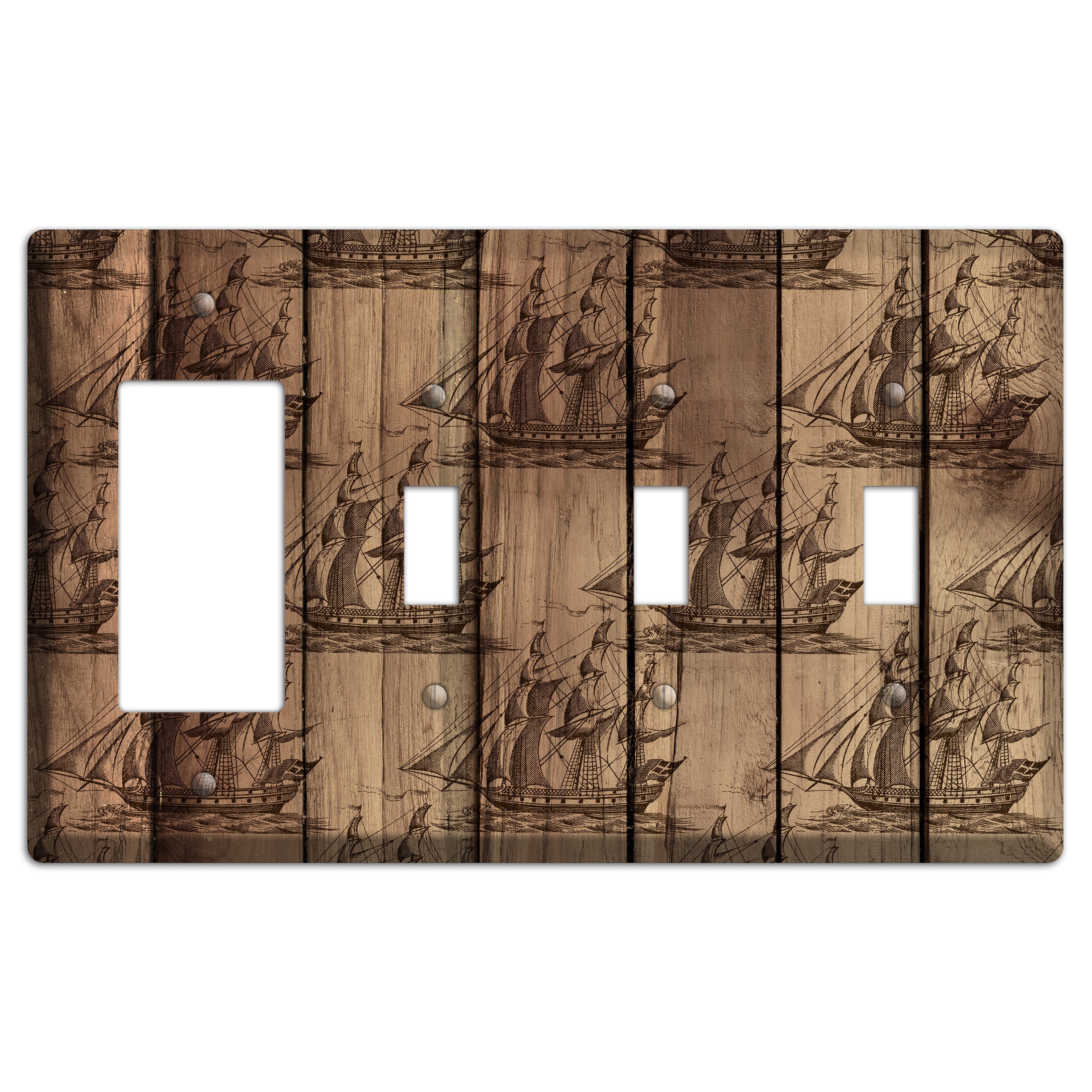 Tall Ships & Timber Rocker / 3 Toggle Wallplate