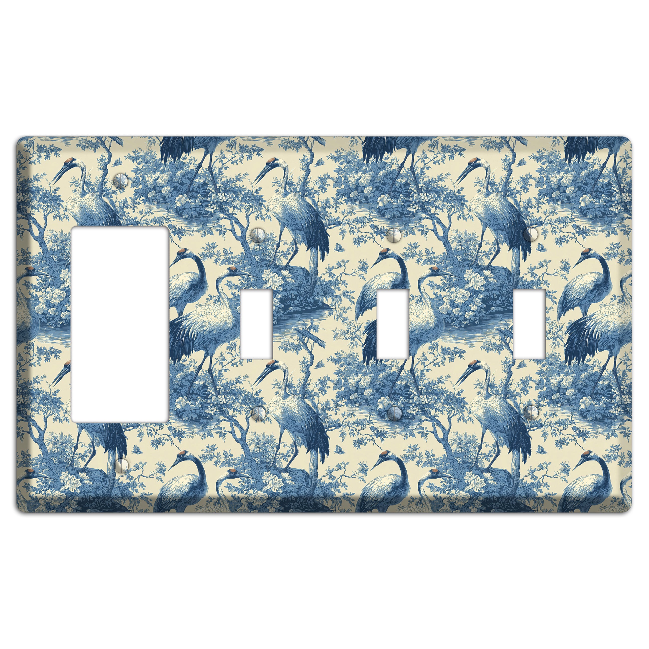Cobalt Toile Vigil Rocker / 3 Toggle Wallplate