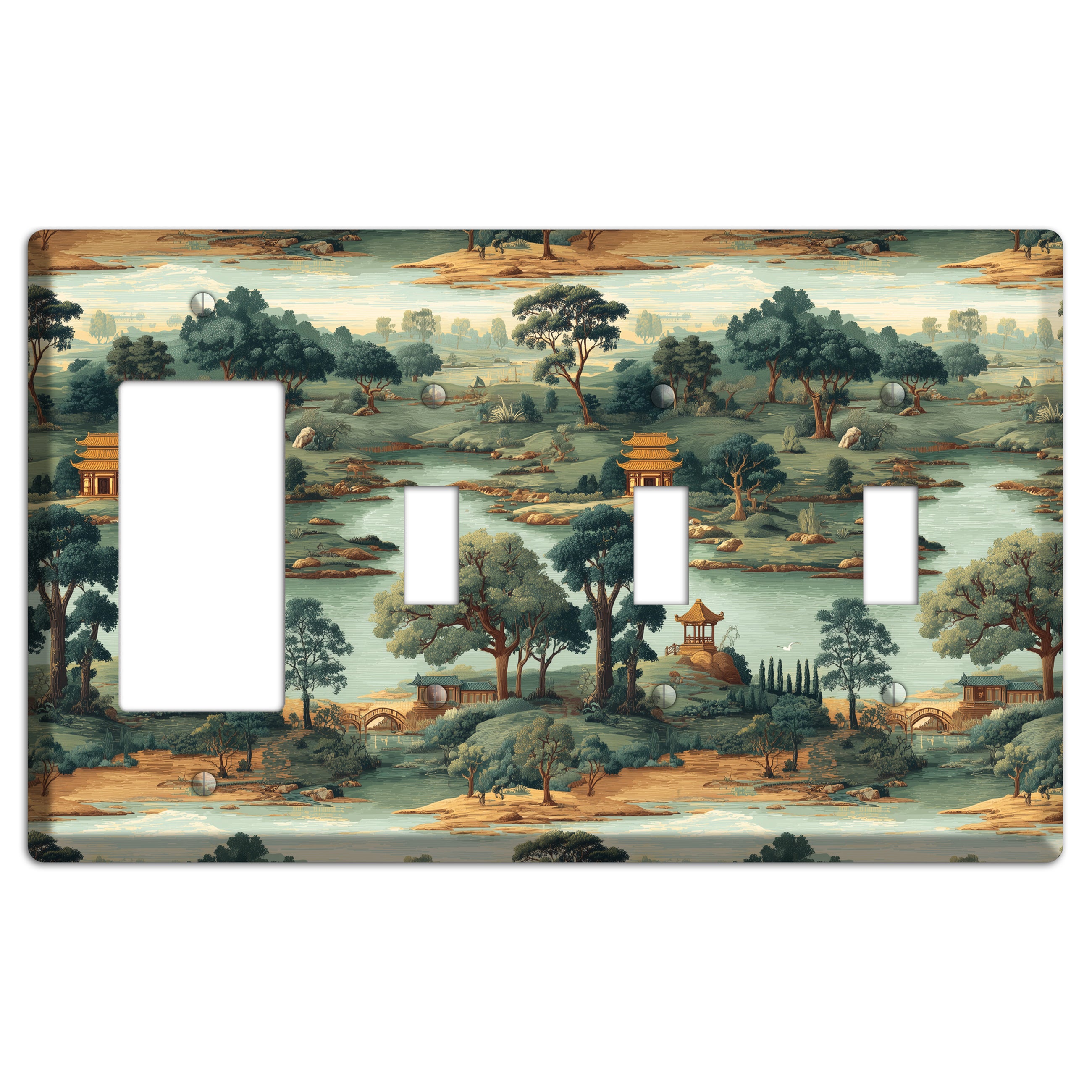 Pavilion and Stream Rocker / 3 Toggle Wallplate