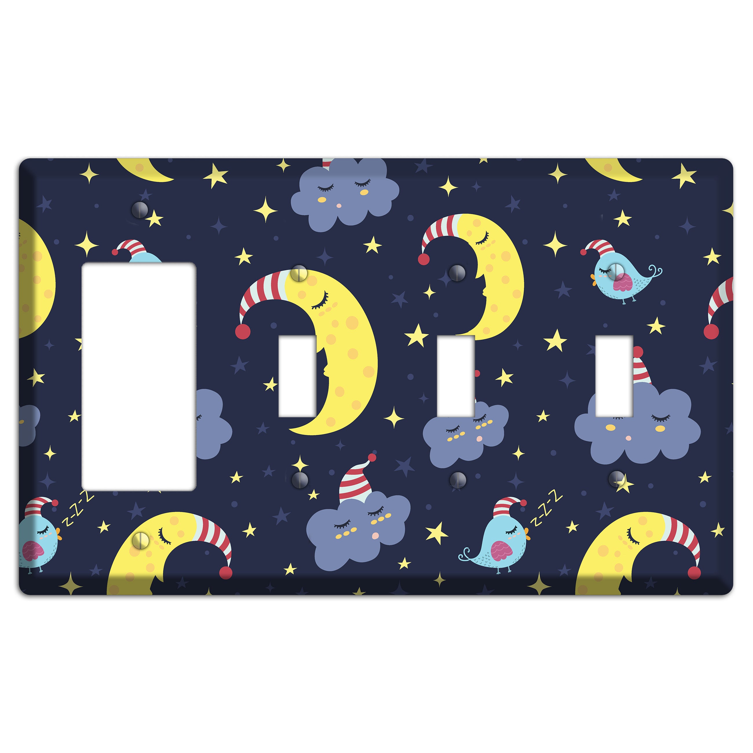 Sleepy Skies Rocker / 3 Toggle Wallplate