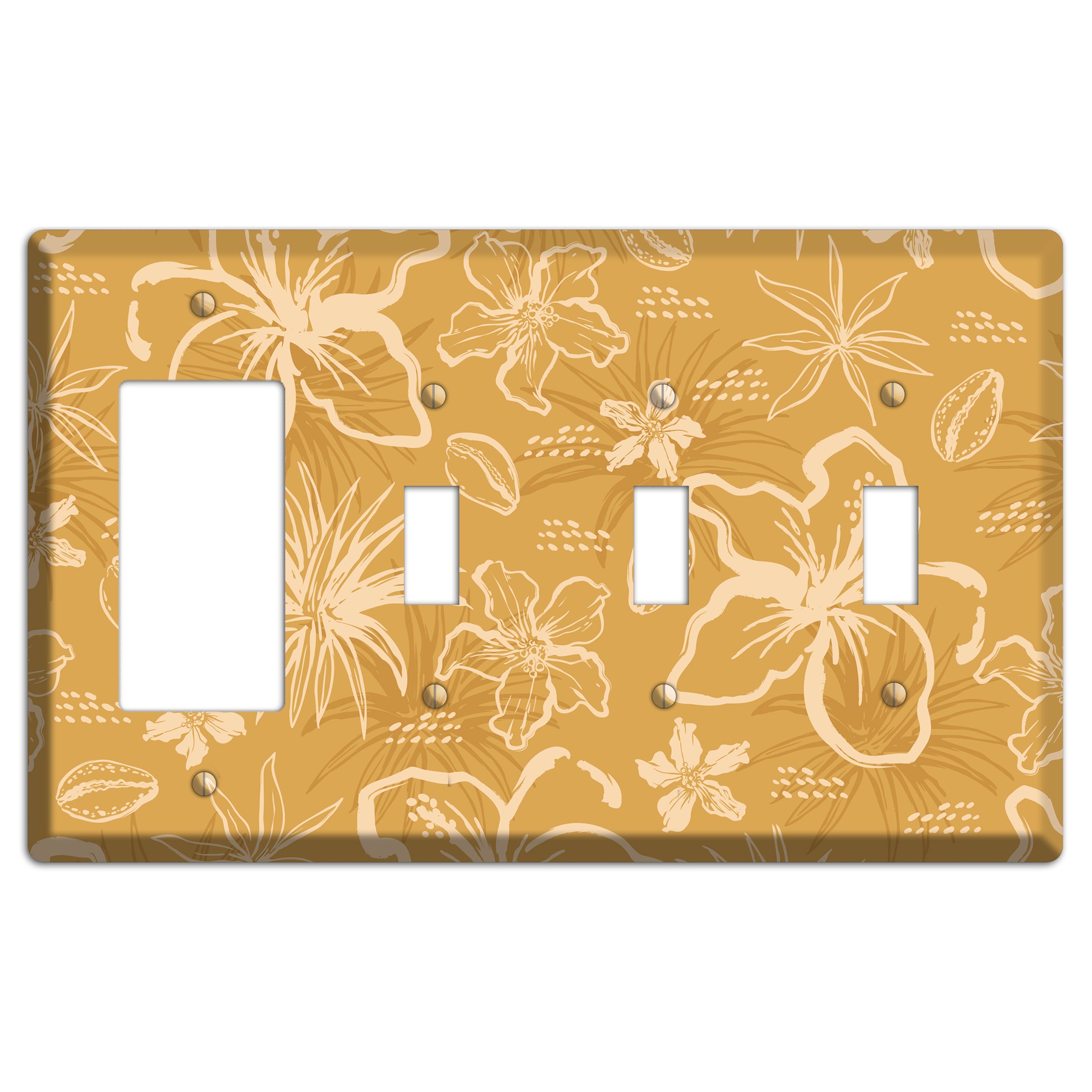 Golden Hibiscus Drift Rocker / 3 Toggle Wallplate