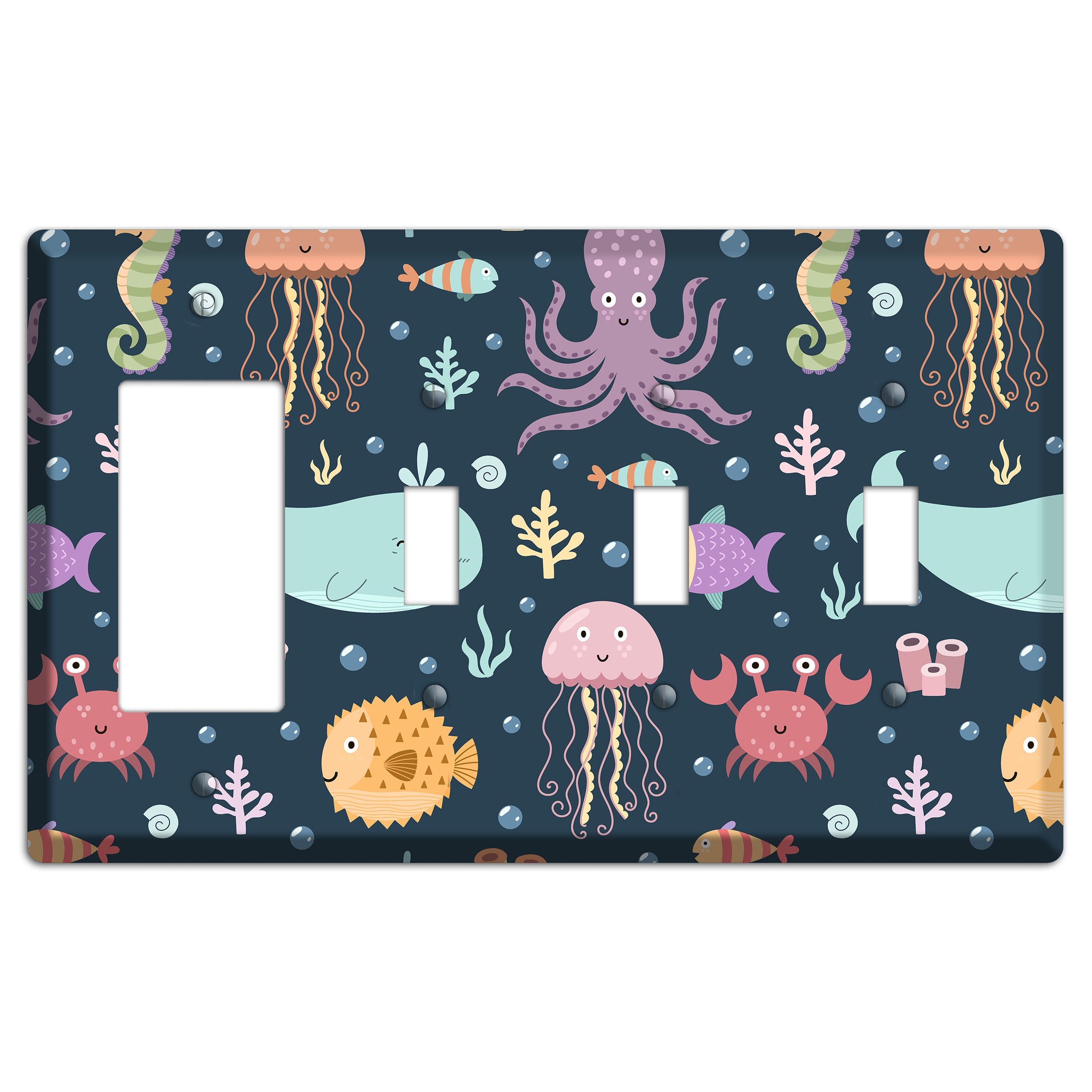 Deep Sea Cuties Rocker / 3 Toggle Wallplate