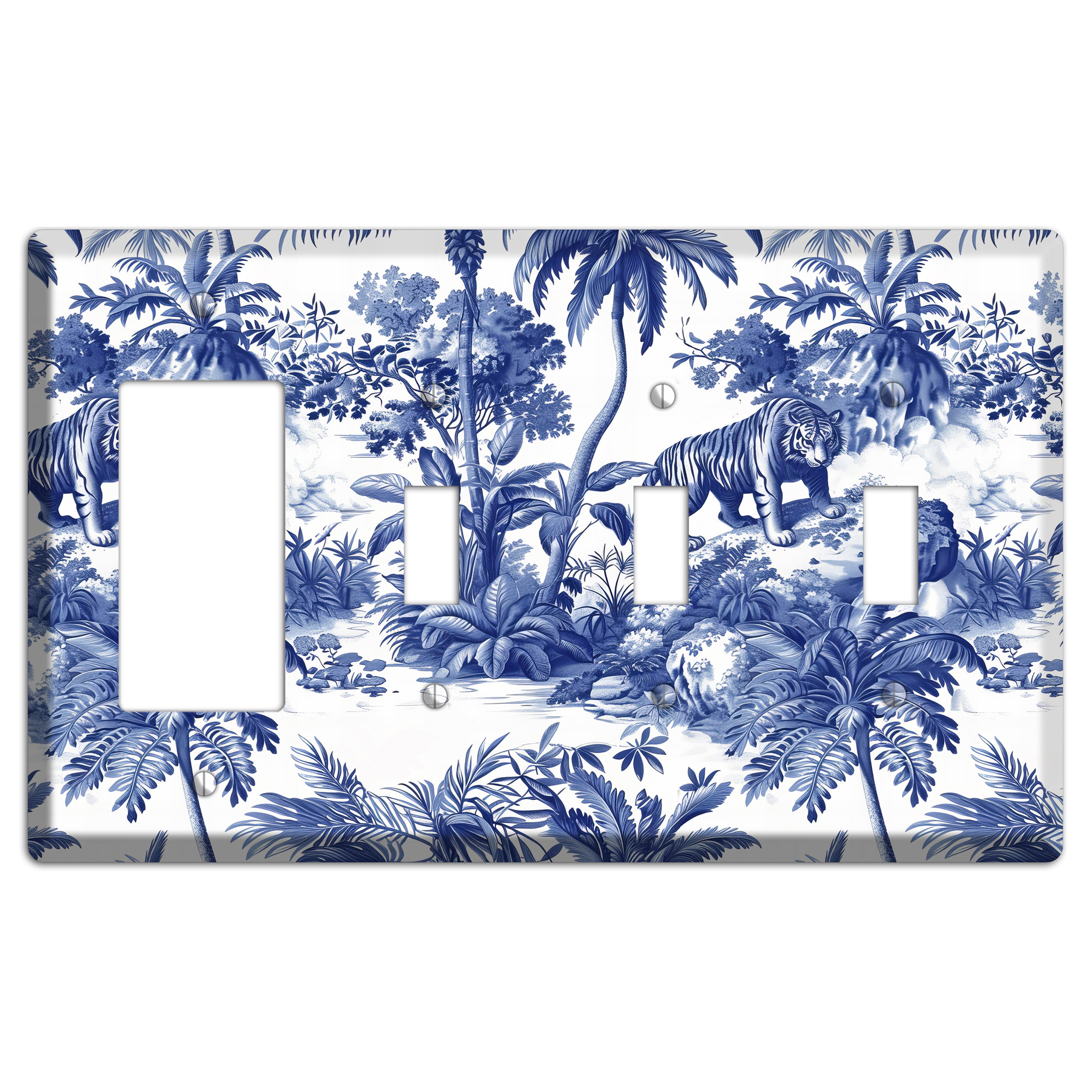 Bengal & Palm Rocker / 3 Toggle Wallplate