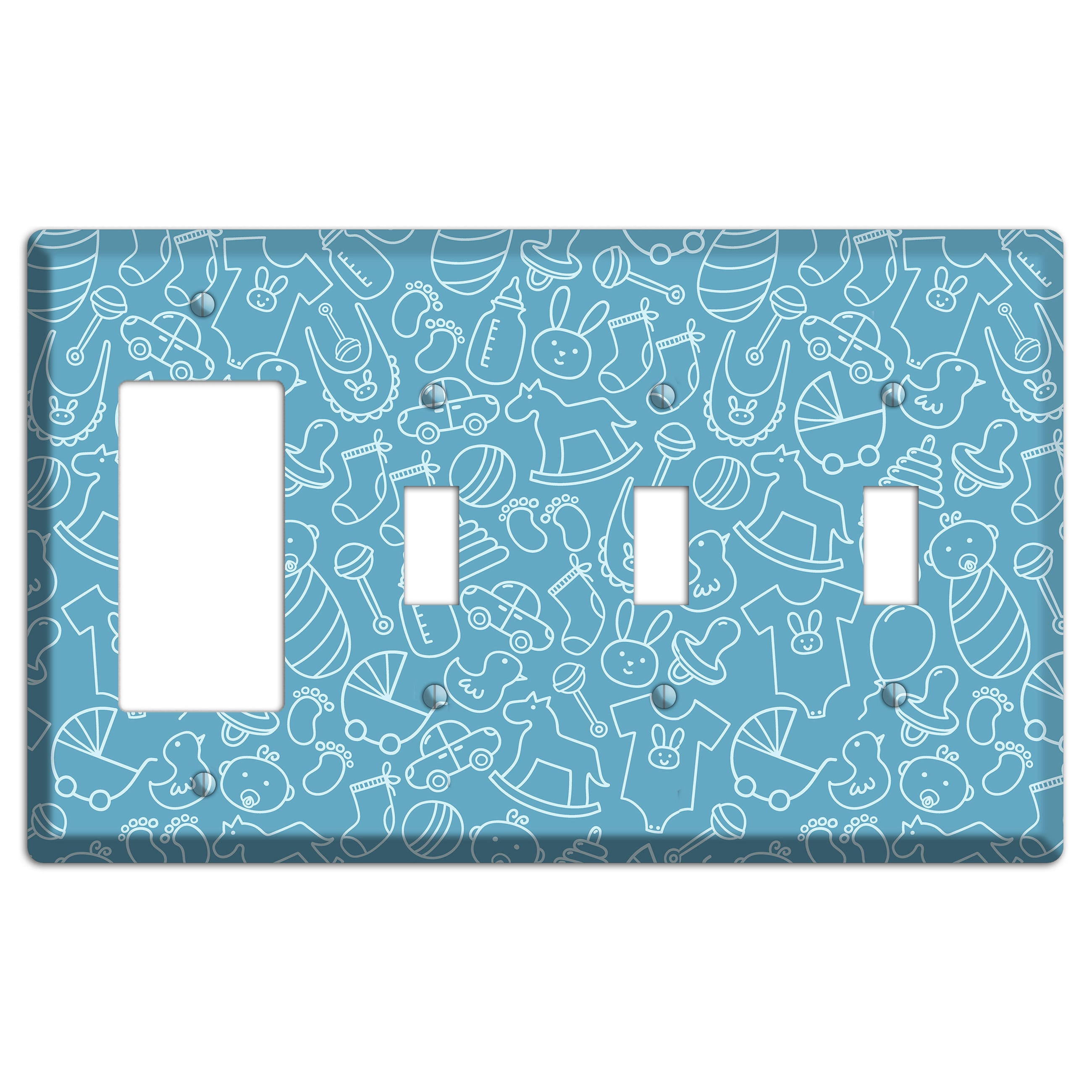 Line Art Baby Blue Rocker / 3 Toggle Wallplate