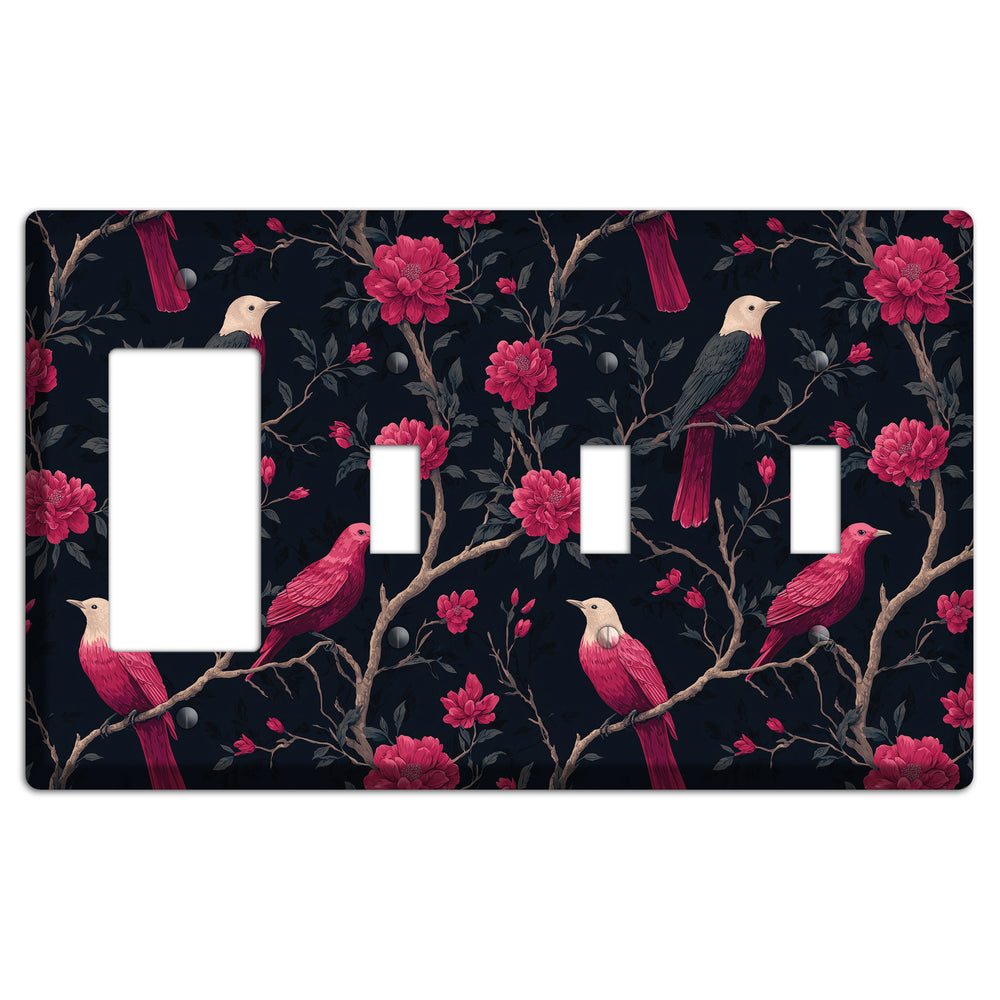 Crimson Perch Rocker / 3 Toggle Wallplate