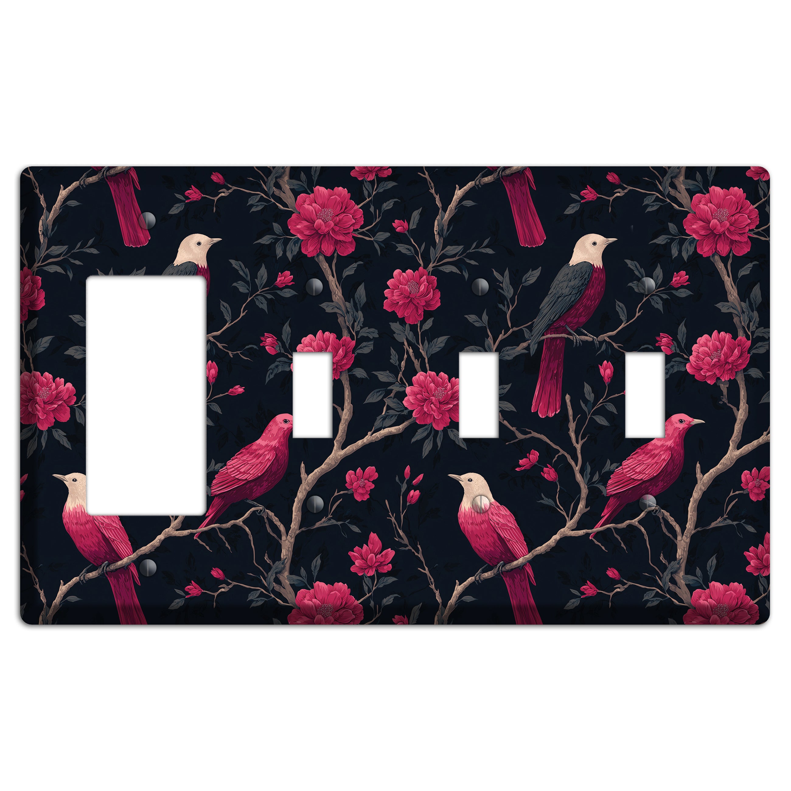 Crimson Perch Rocker / 3 Toggle Wallplate