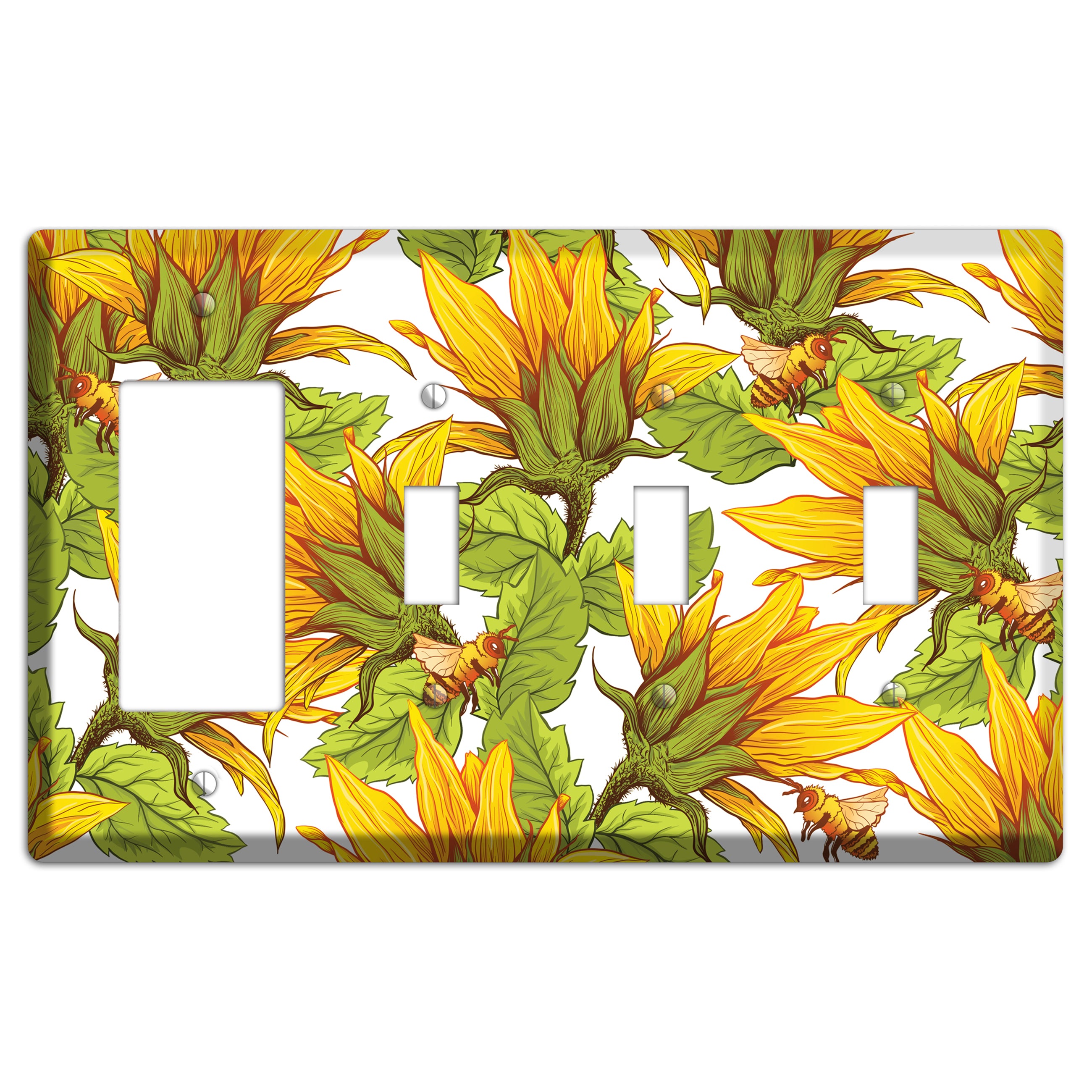 Pollen & Wings Rocker / 3 Toggle Wallplate