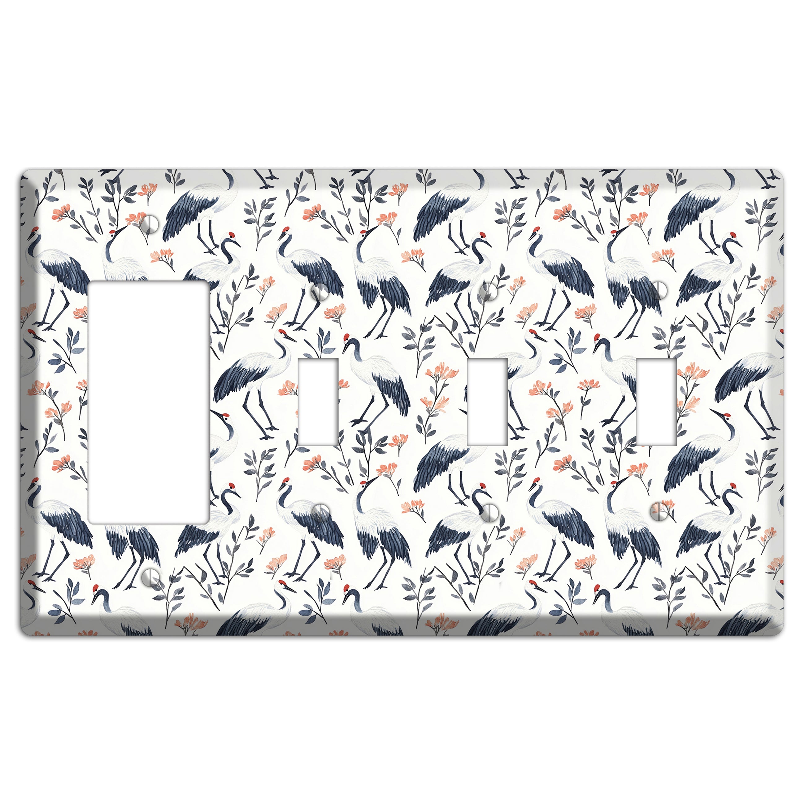 Slate & Coral Marsh Rocker / 3 Toggle Wallplate