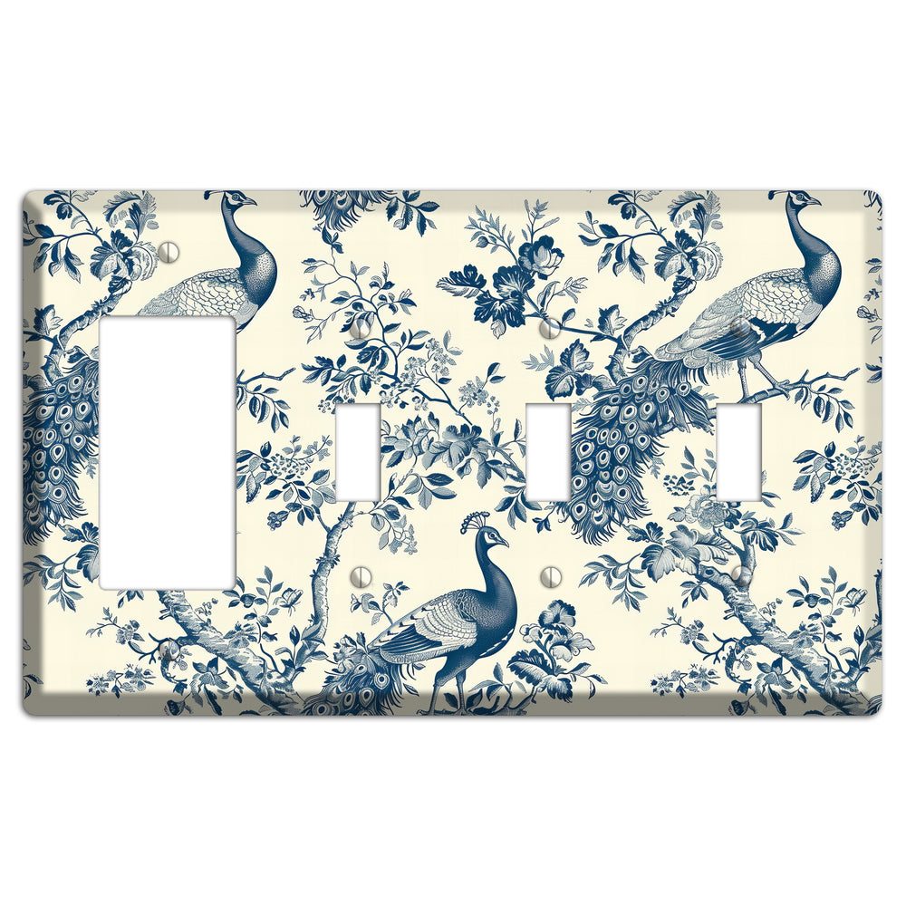 Peacock Court Rocker / 3 Toggle Wallplate